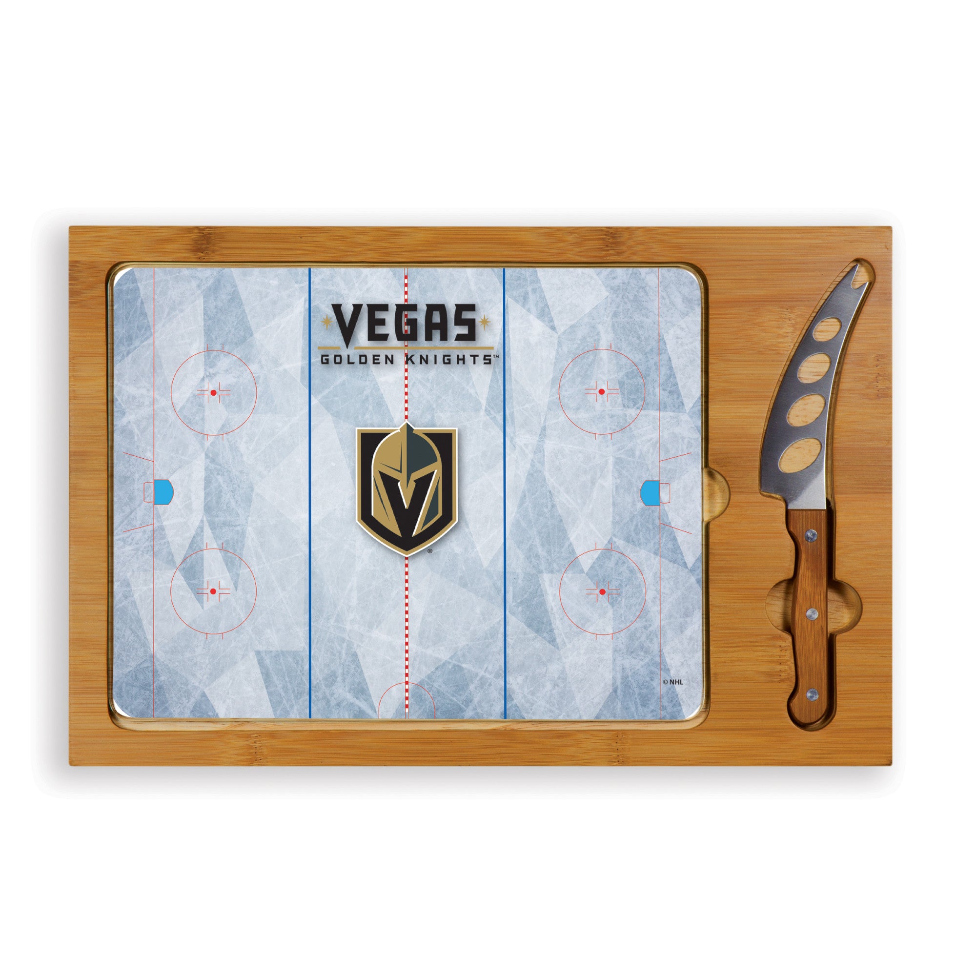 Vegas Golden Knights Hockey Rink - Icon Glass Top Cutting Board & Knife Set