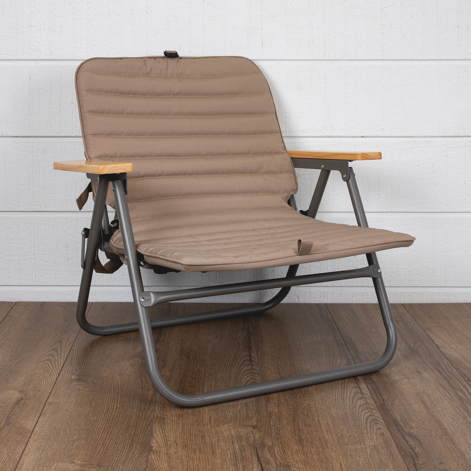 Picnic Time Descanso Padded Beach Chair, Shale Brown