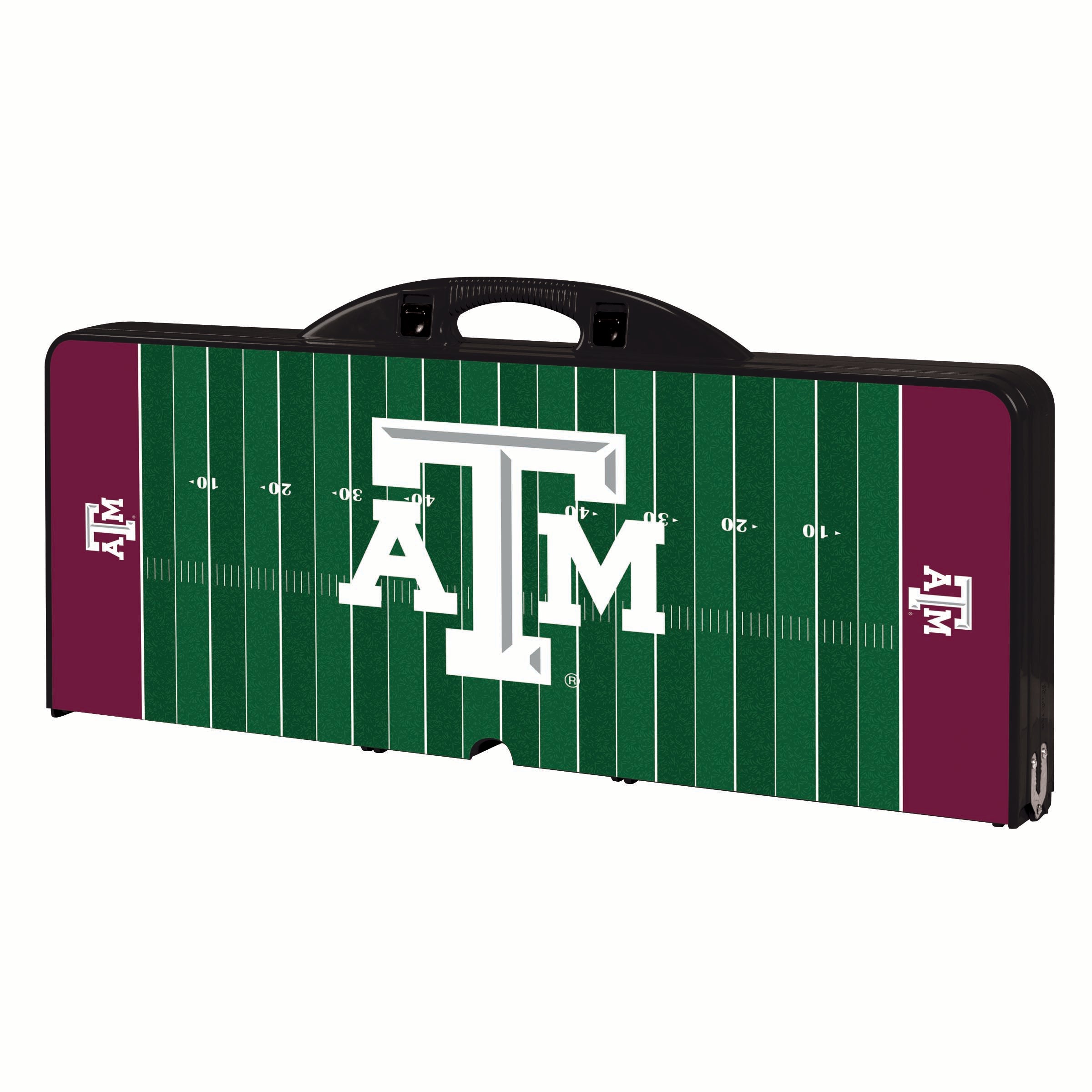 Texas A&M Aggies Football Field - Picnic Table Portable Folding Table with Seats