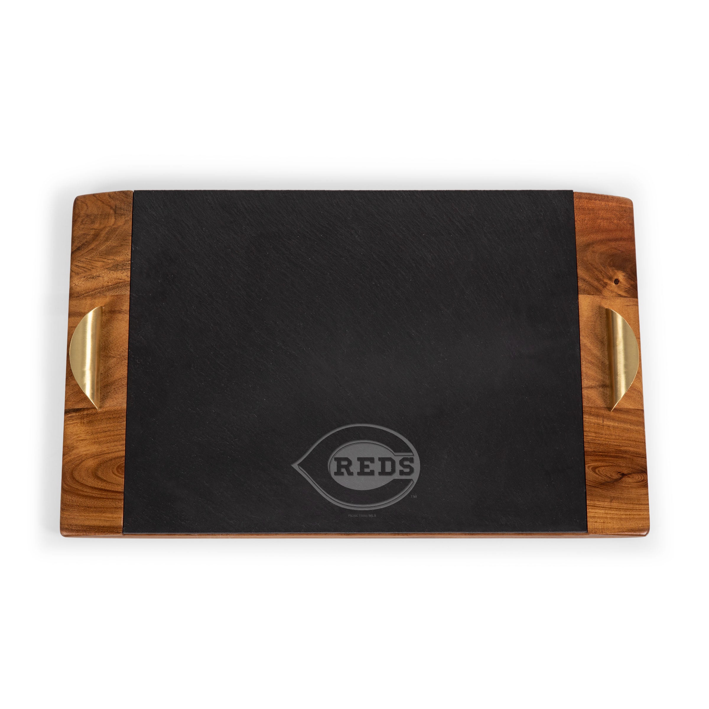 Acacia Wood & Slate Black with Gold Accents