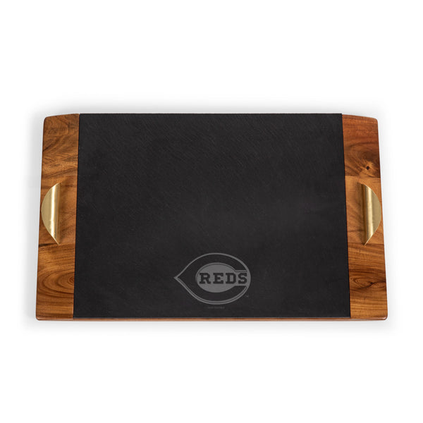 Acacia Wood & Slate Black with Gold Accents