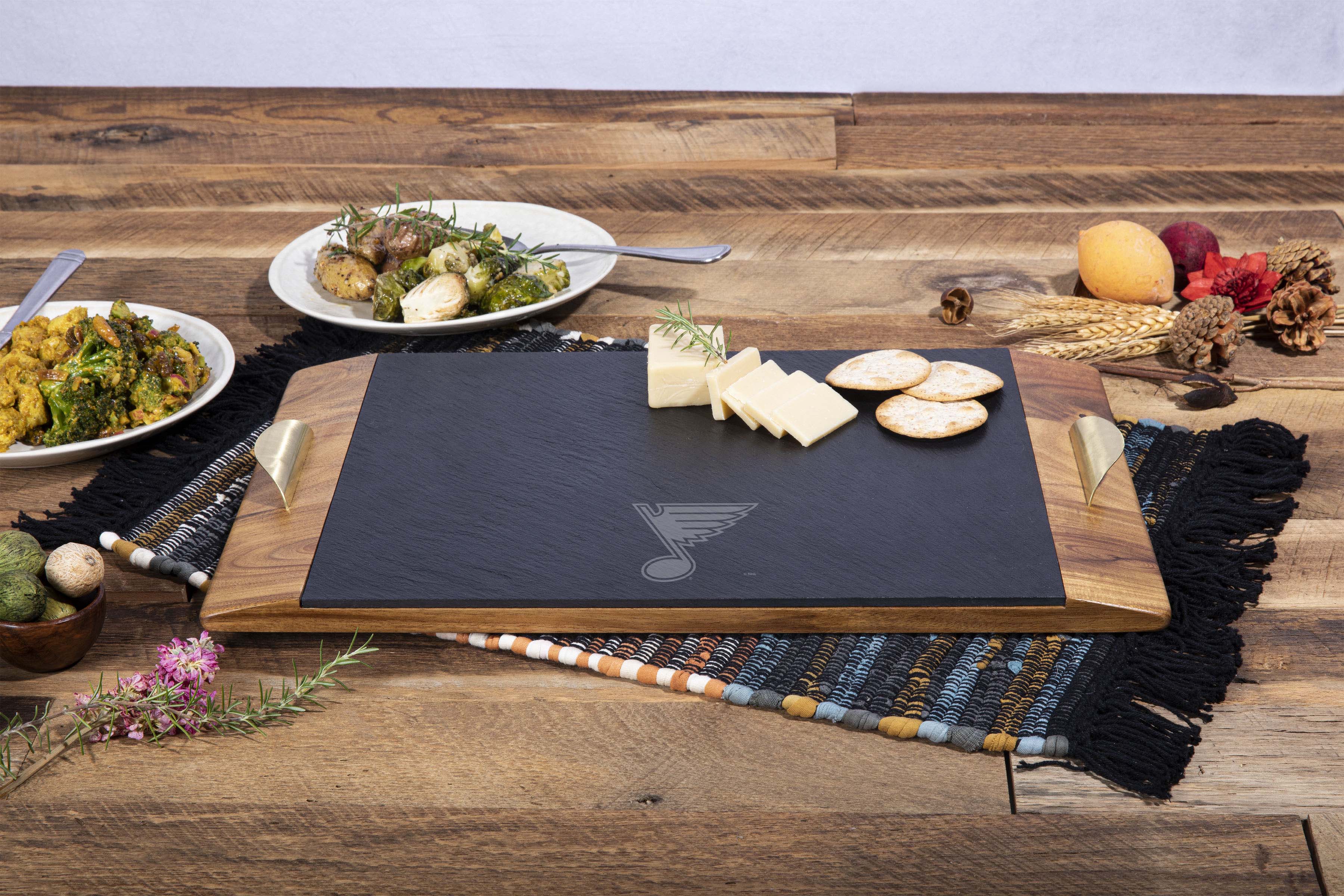 Acacia Wood & Slate Black with Gold Accents