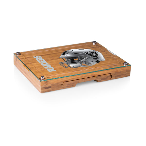 Las Vegas Raiders - Concerto Glass Top Cheese Cutting Board & Tools Set