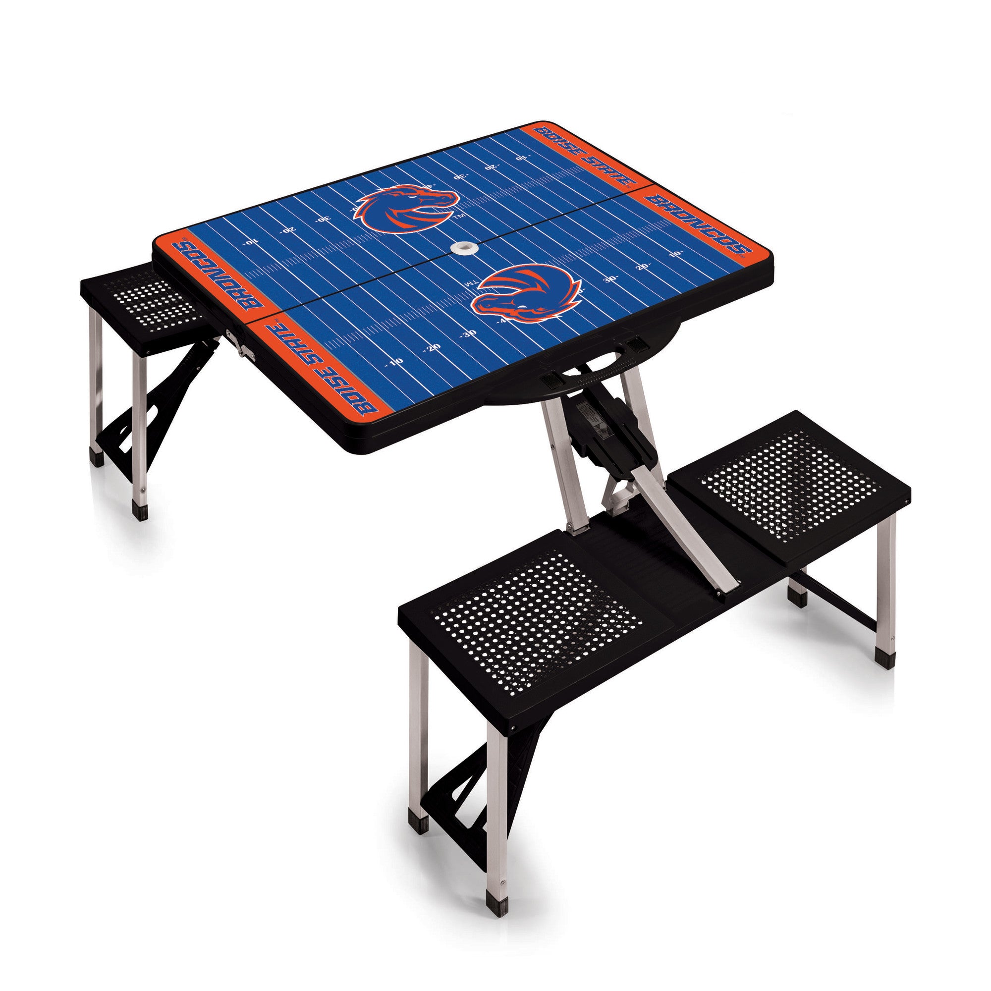 Boise State Broncos Football Field - Picnic Table Portable Folding Table with Seats