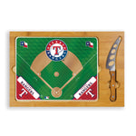 Texas Rangers Baseball Diamond - Icon Glass Top Cutting Board & Knife Set