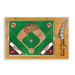 Baltimore Orioles Baseball Diamond - Icon Glass Top Cutting Board & Knife Set