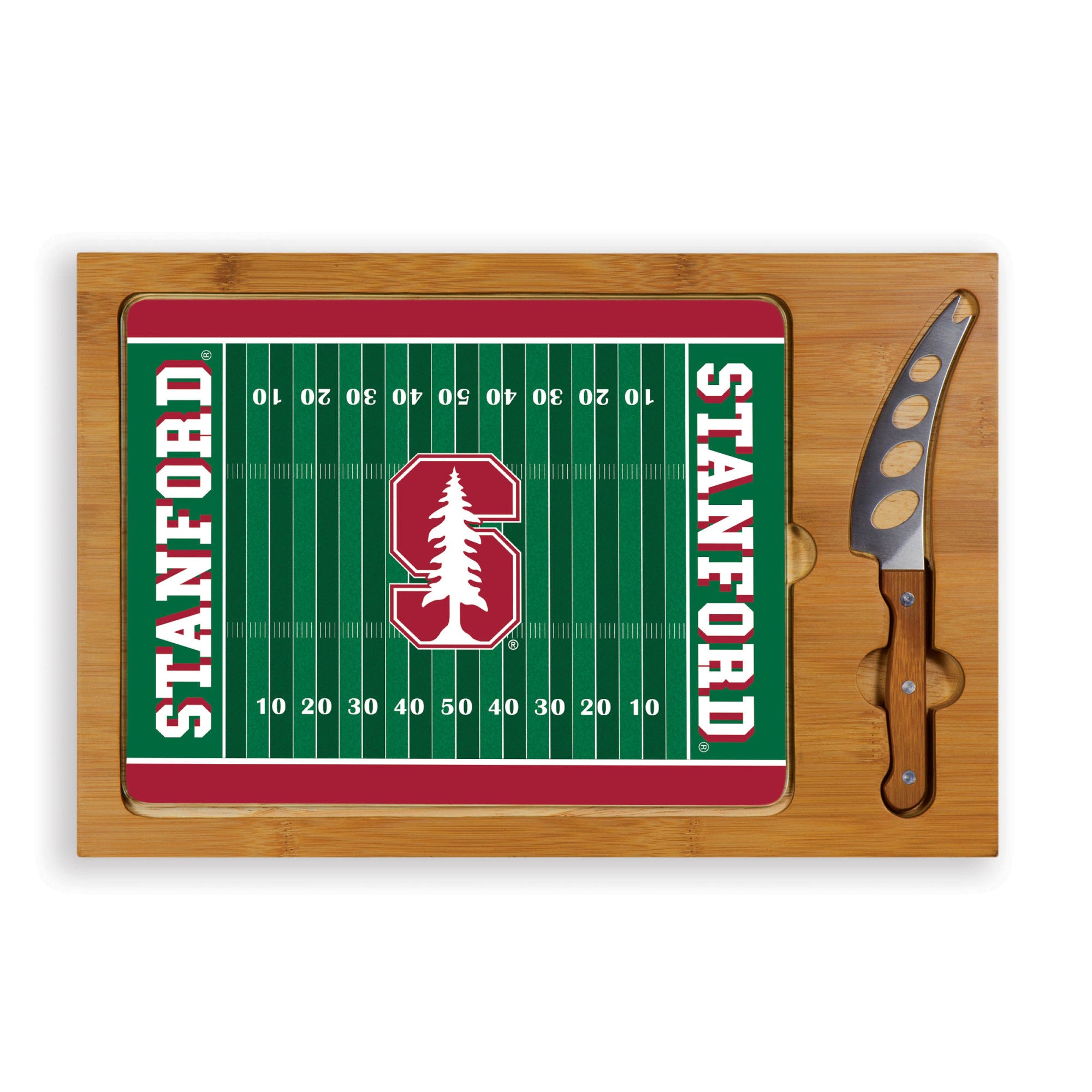 Stanford Cardinal - Icon Glass Top Cutting Board & Knife Set