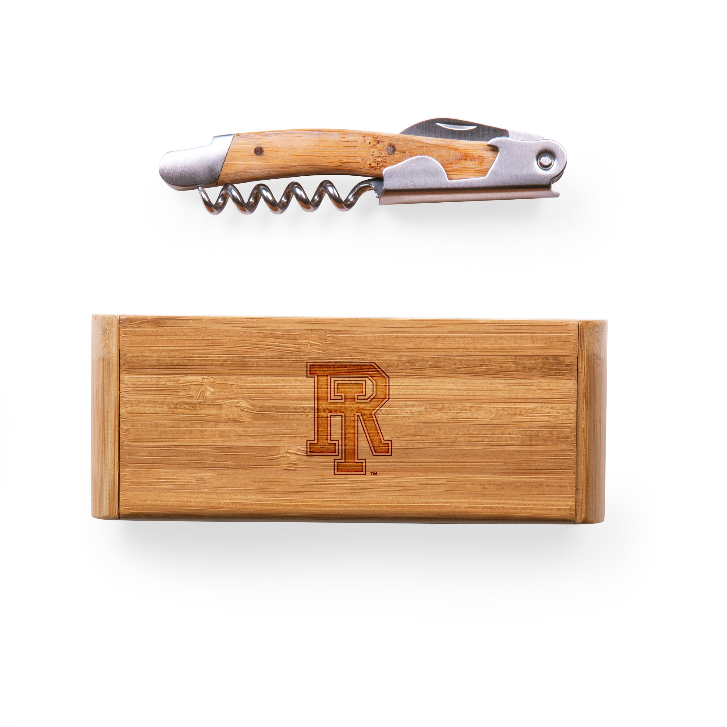 Rhode Island Rams - Elan Deluxe Corkscrew In Bamboo Box-Picnic Time Family of Brands