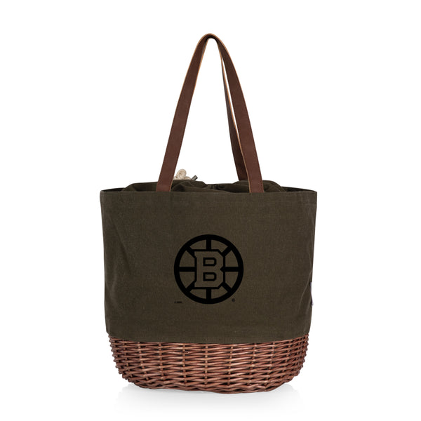 Boston Bruins - Coronado Canvas and Willow Basket Tote-Picnic Time Family of Brands