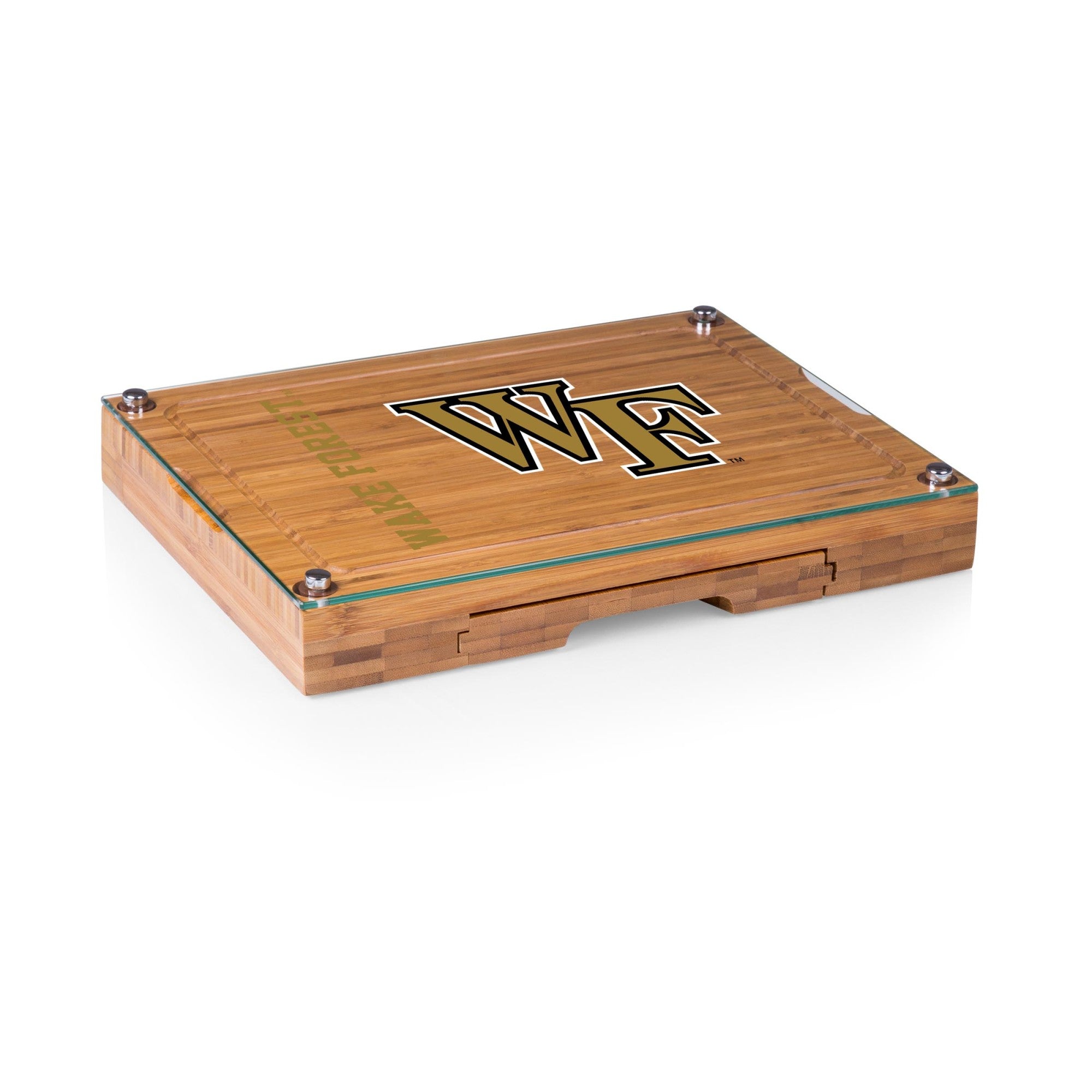 Wake Forest Demon Deacons - Concerto Glass Top Cheese Cutting Board & Tools Set