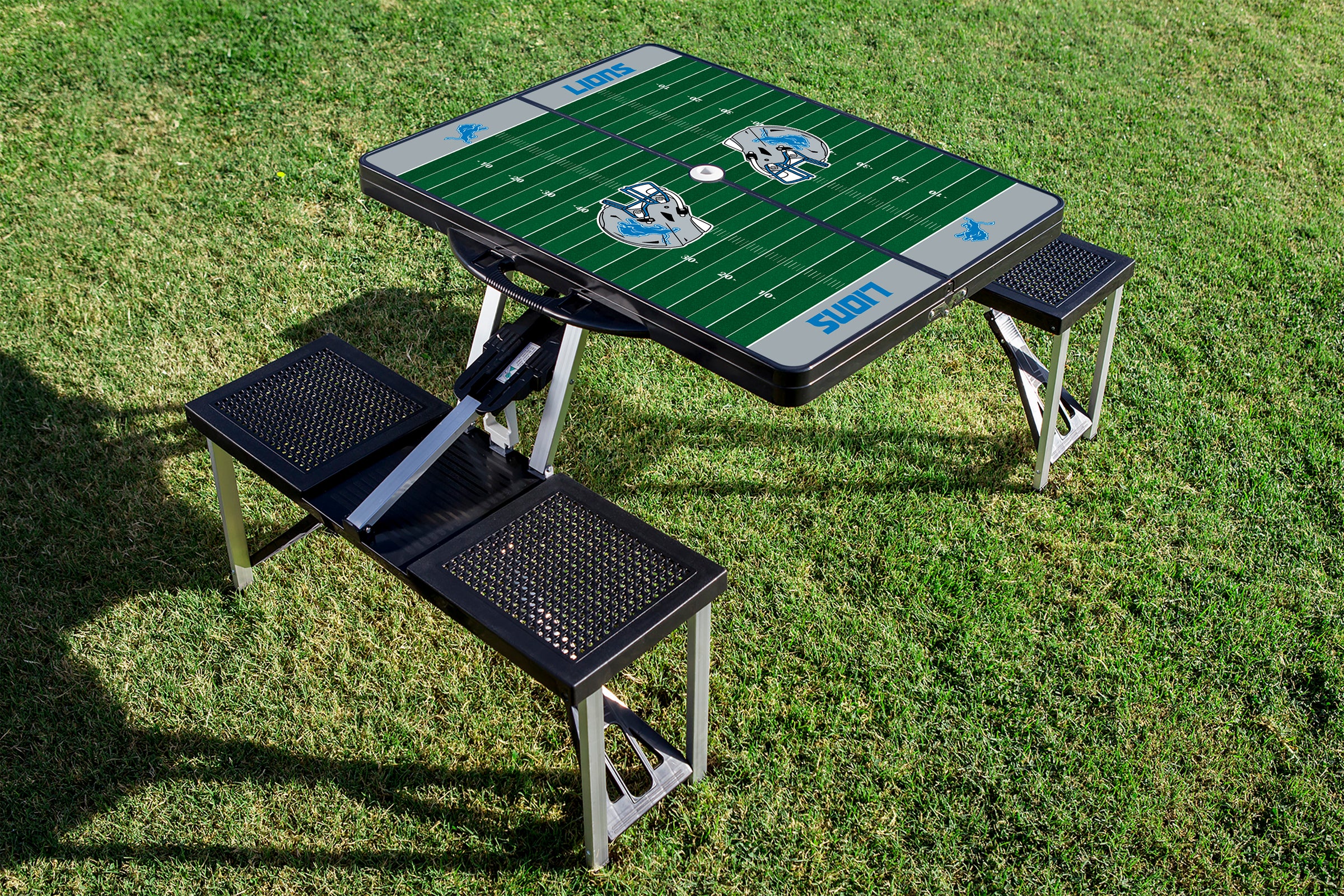 Detroit Lions Football Field - Picnic Table Portable Folding Table with Seats
