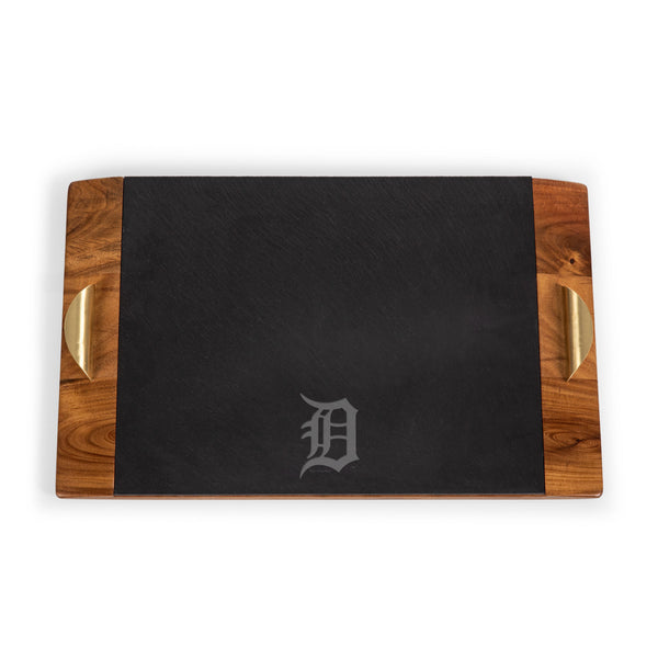 Acacia Wood & Slate Black with Gold Accents