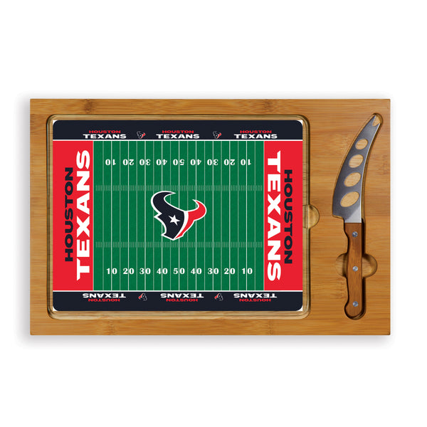 Houston Texans Football Field - Icon Glass Top Cutting Board & Knife Set