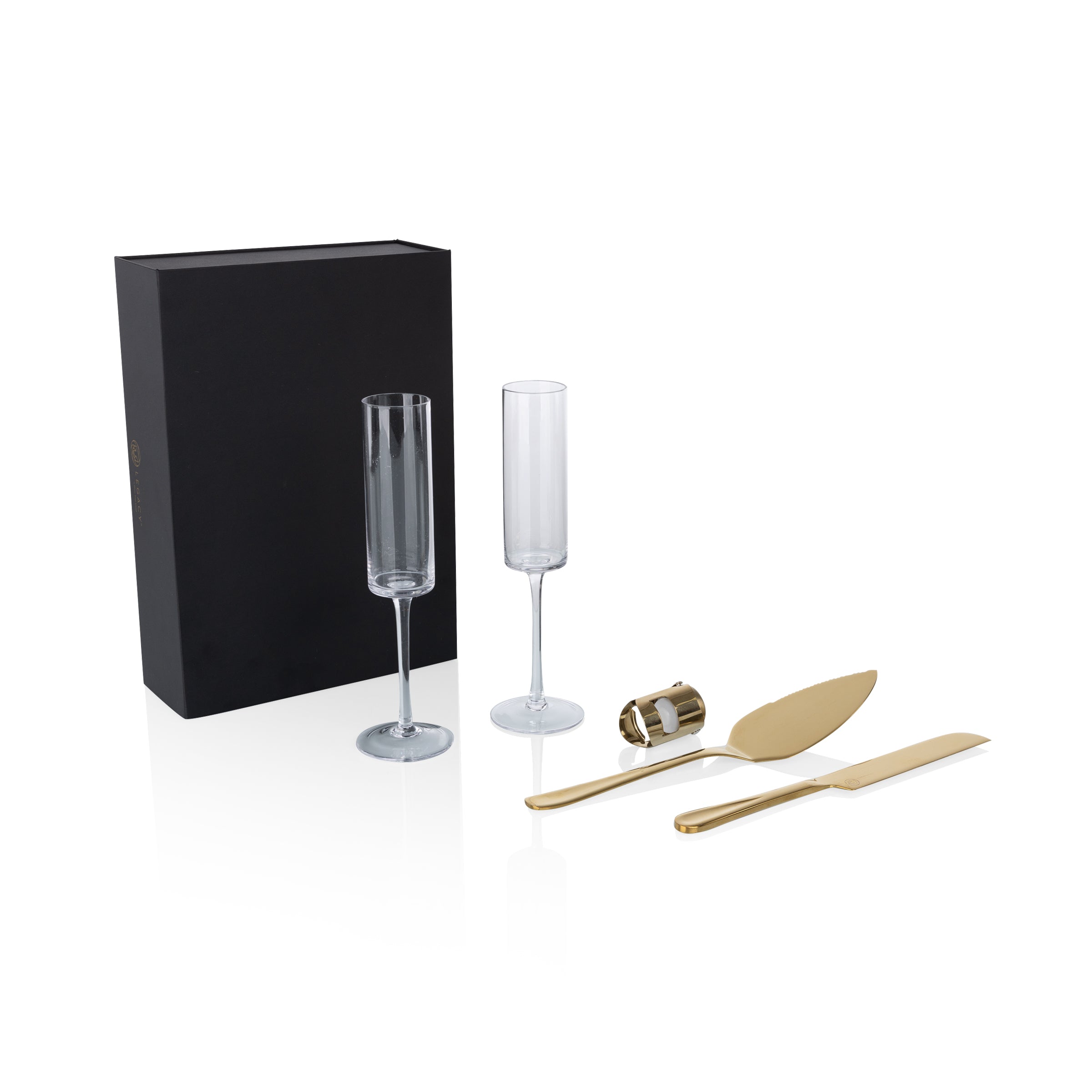 Arbane Champagne Glass Set with Cake Knife