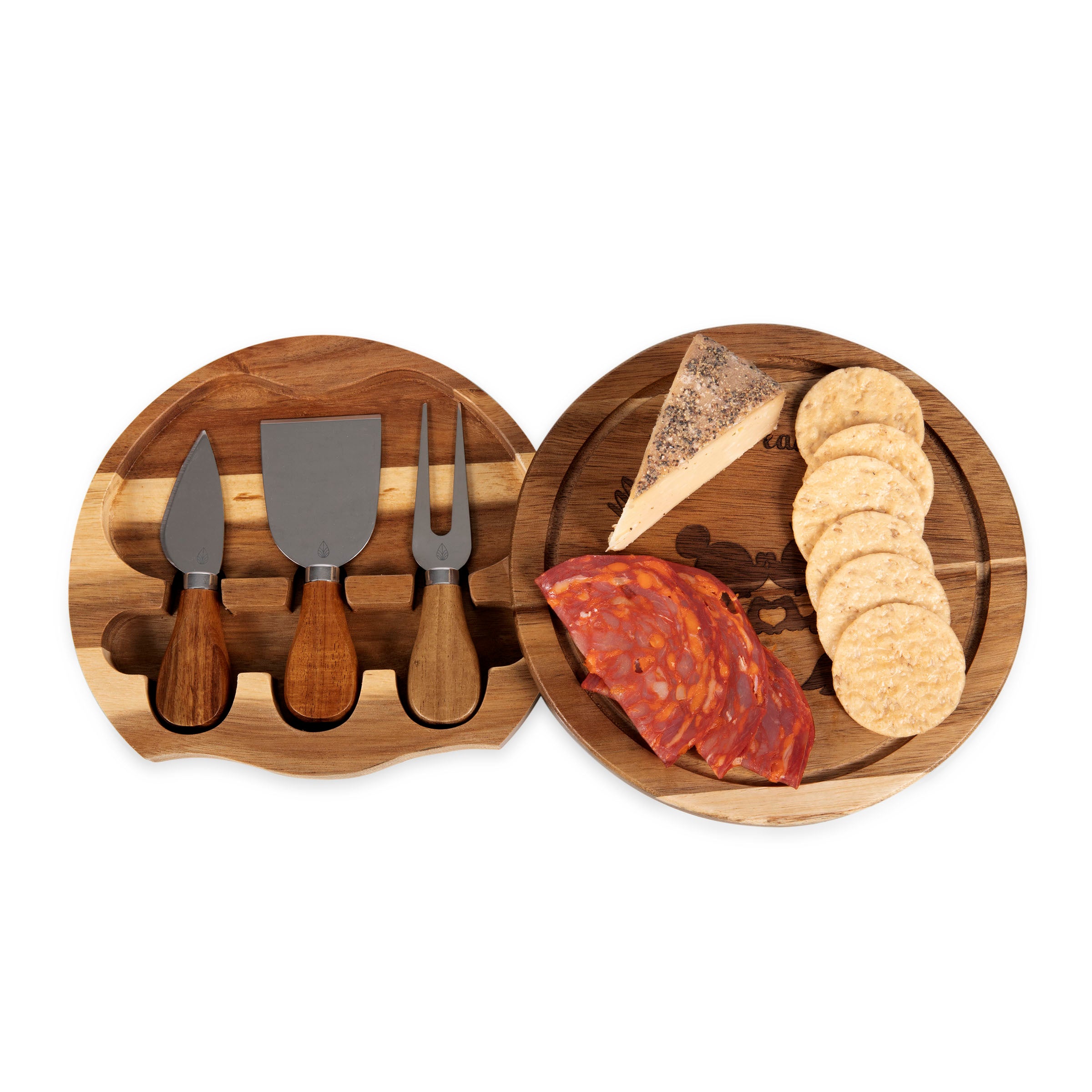 Mickey & Minnie Mouse - Acacia Brie Cheese Cutting Board & Tools Set