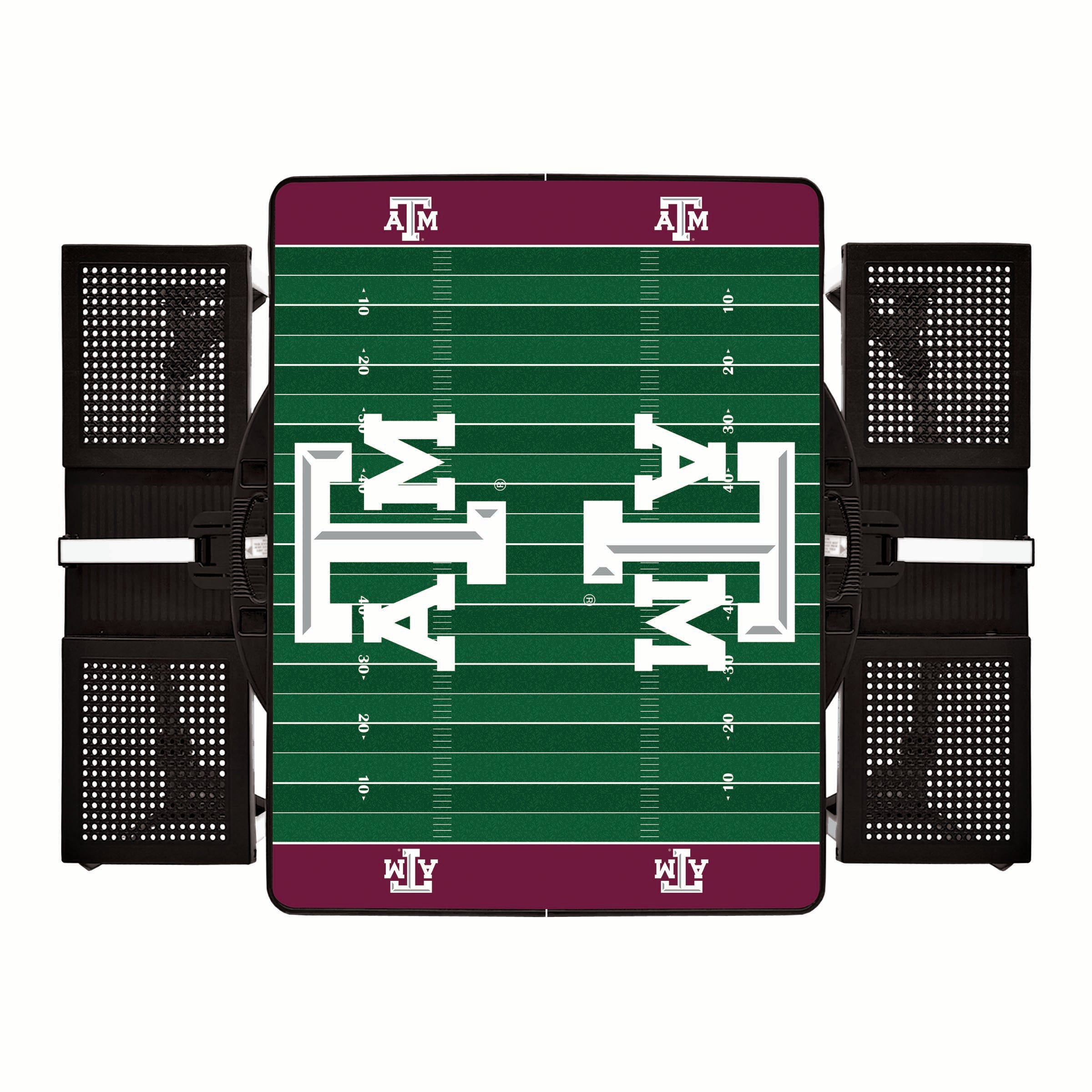Texas A&M Aggies Football Field - Picnic Table Portable Folding Table with Seats