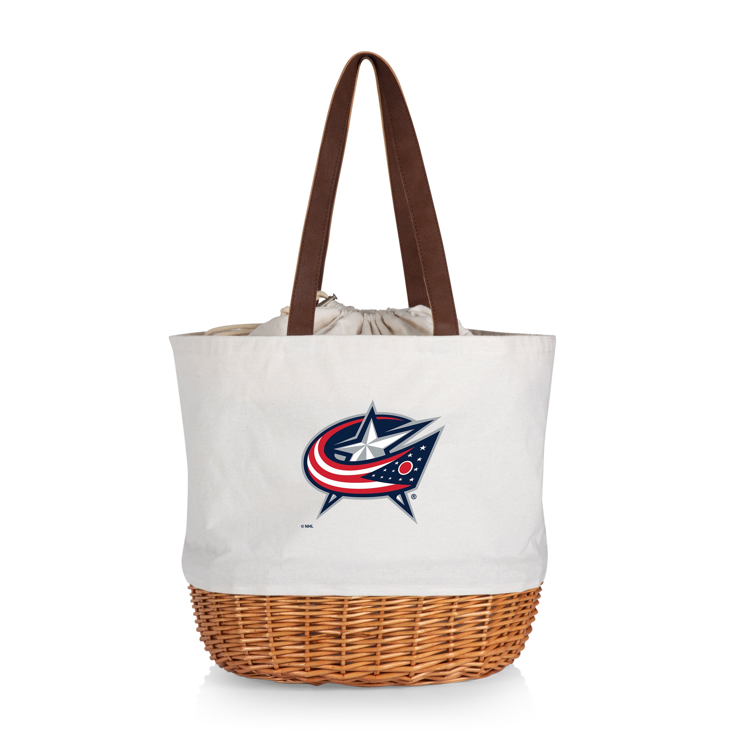 Columbus Blue Jackets - Coronado Canvas and Willow Basket Tote-Picnic Time Family of Brands