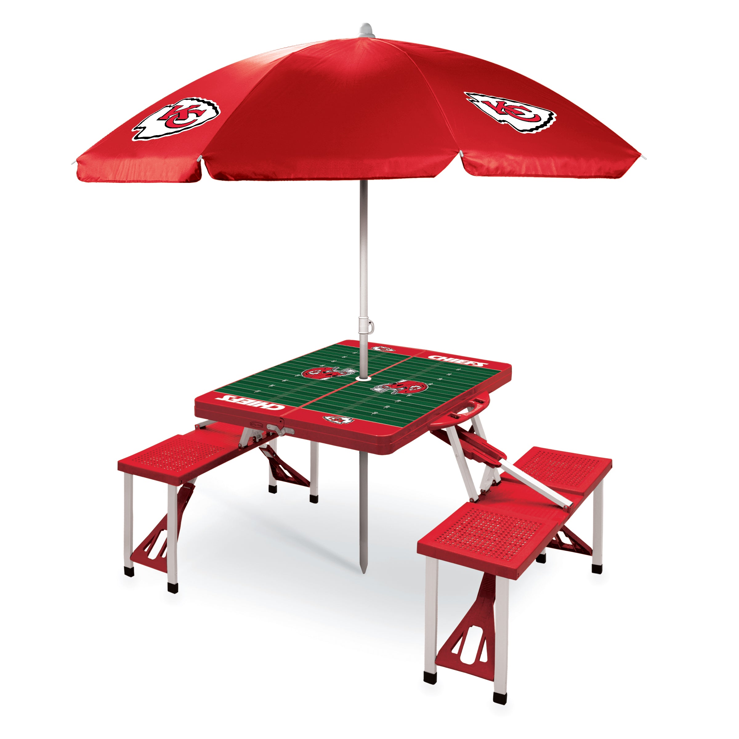 Kansas City Chiefs Portable Folding Picnic Table with Umbrella