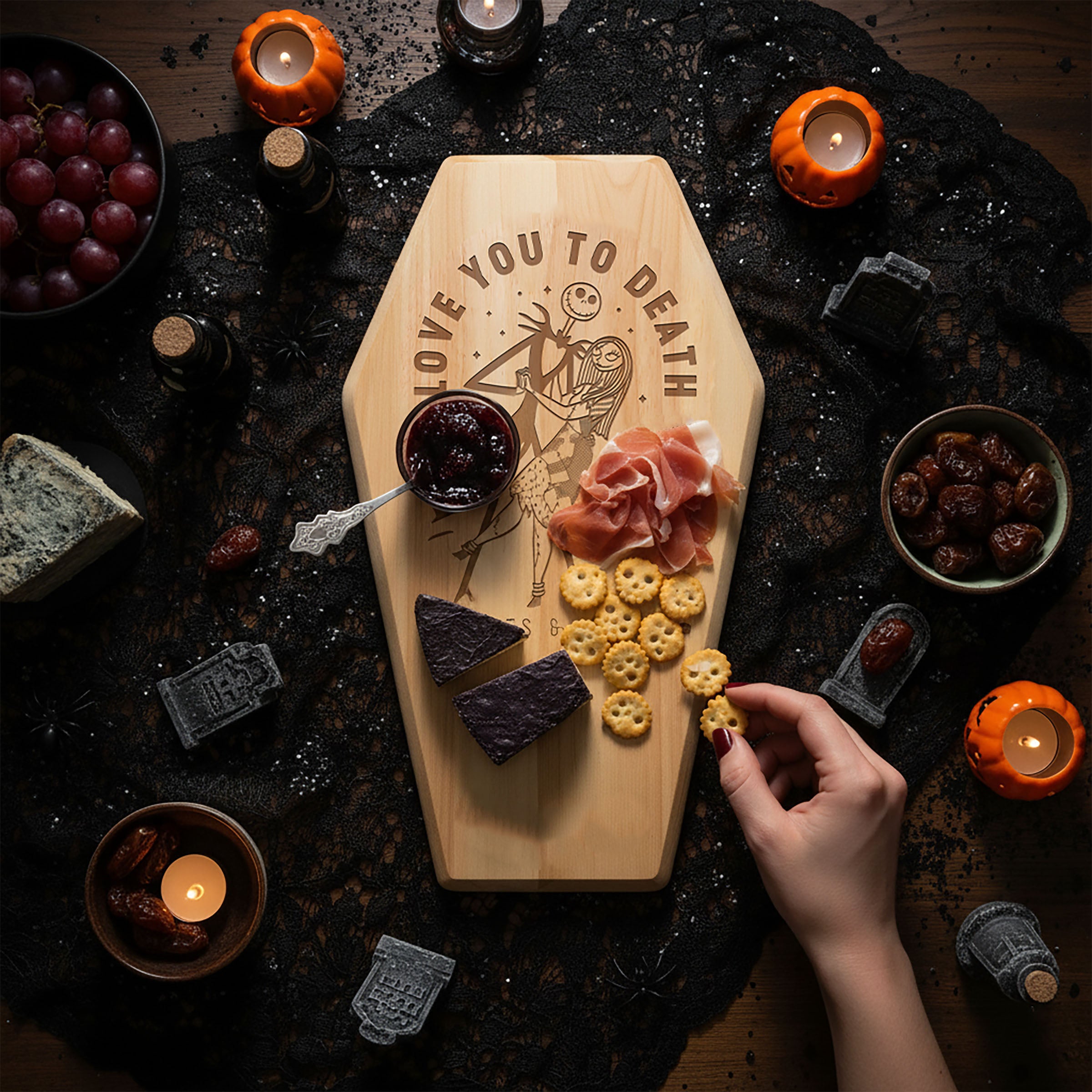 Nightmare Before Christmas Jack & Sally - Coffin Serving Board-Picnic Time Family of Brands