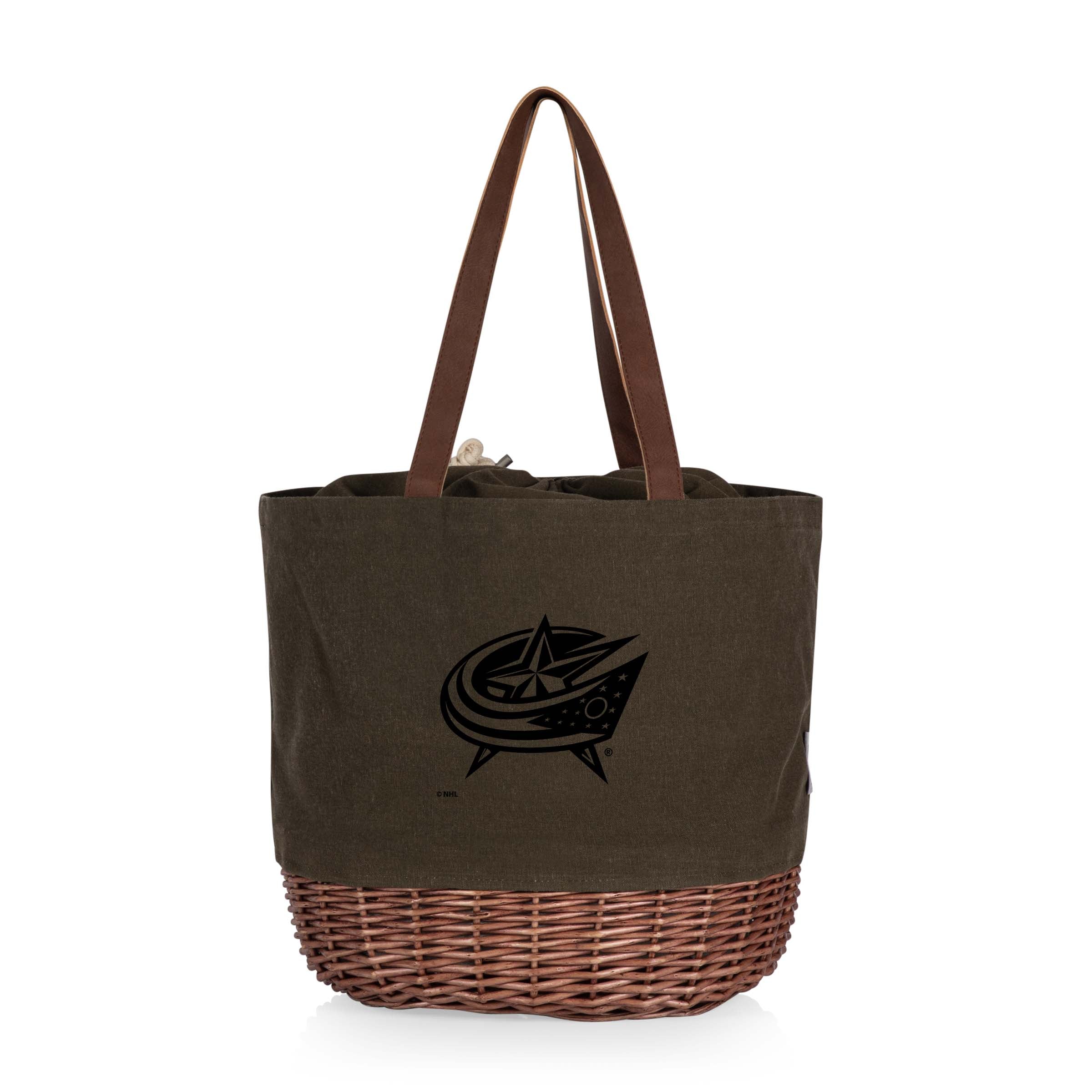 Columbus Blue Jackets - Coronado Canvas and Willow Basket Tote-Picnic Time Family of Brands