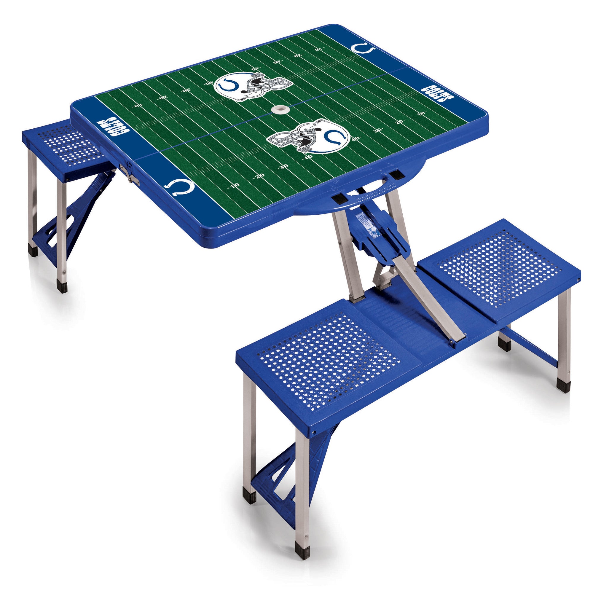 Indianapolis Colts Football Field - Picnic Table Portable Folding Table with Seats