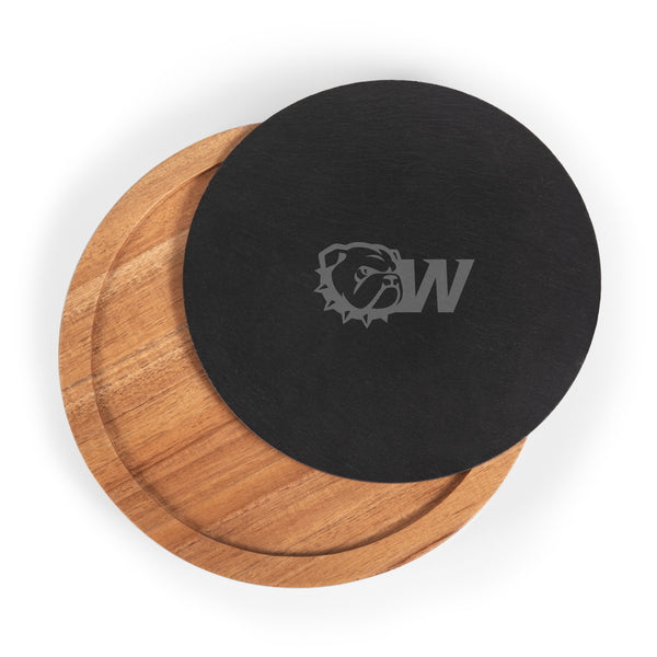 Wingate University Bulldogs - Insignia Acacia and Slate Serving Board with Cheese Tools-Picnic Time Family of Brands