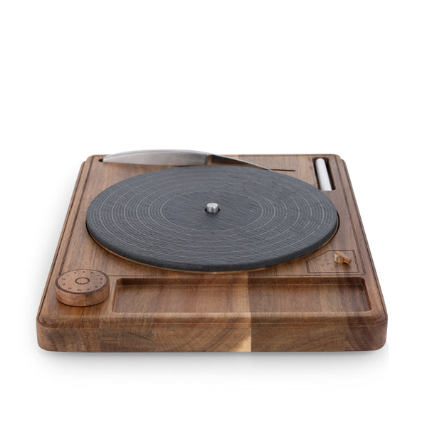 Turntable Acacia and Slate Cheese Board with Knife-Picnic Time Family of Brands