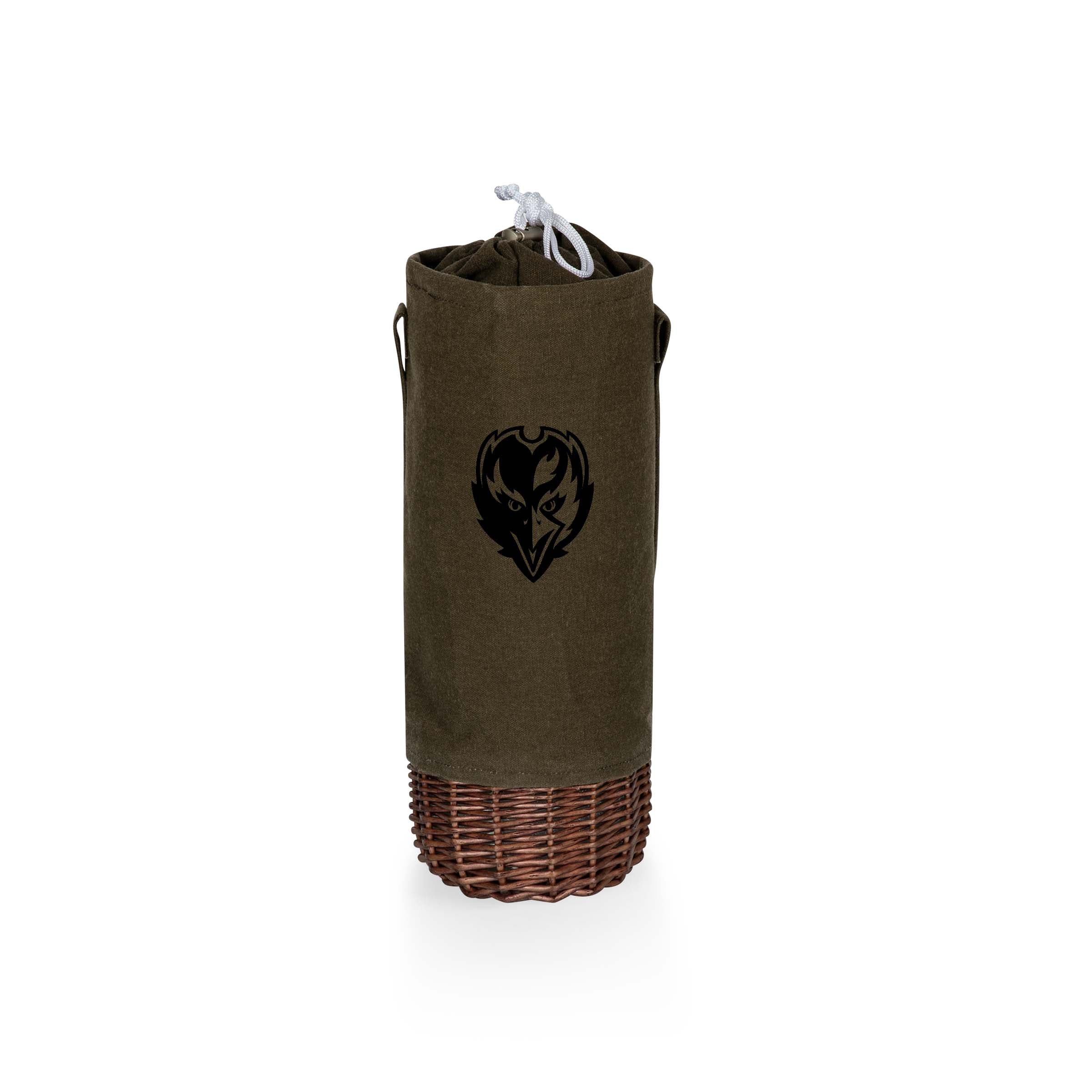 Baltimore Ravens - Malbec Insulated Canvas and Willow Wine Bottle Basket-Picnic Time Family of Brands