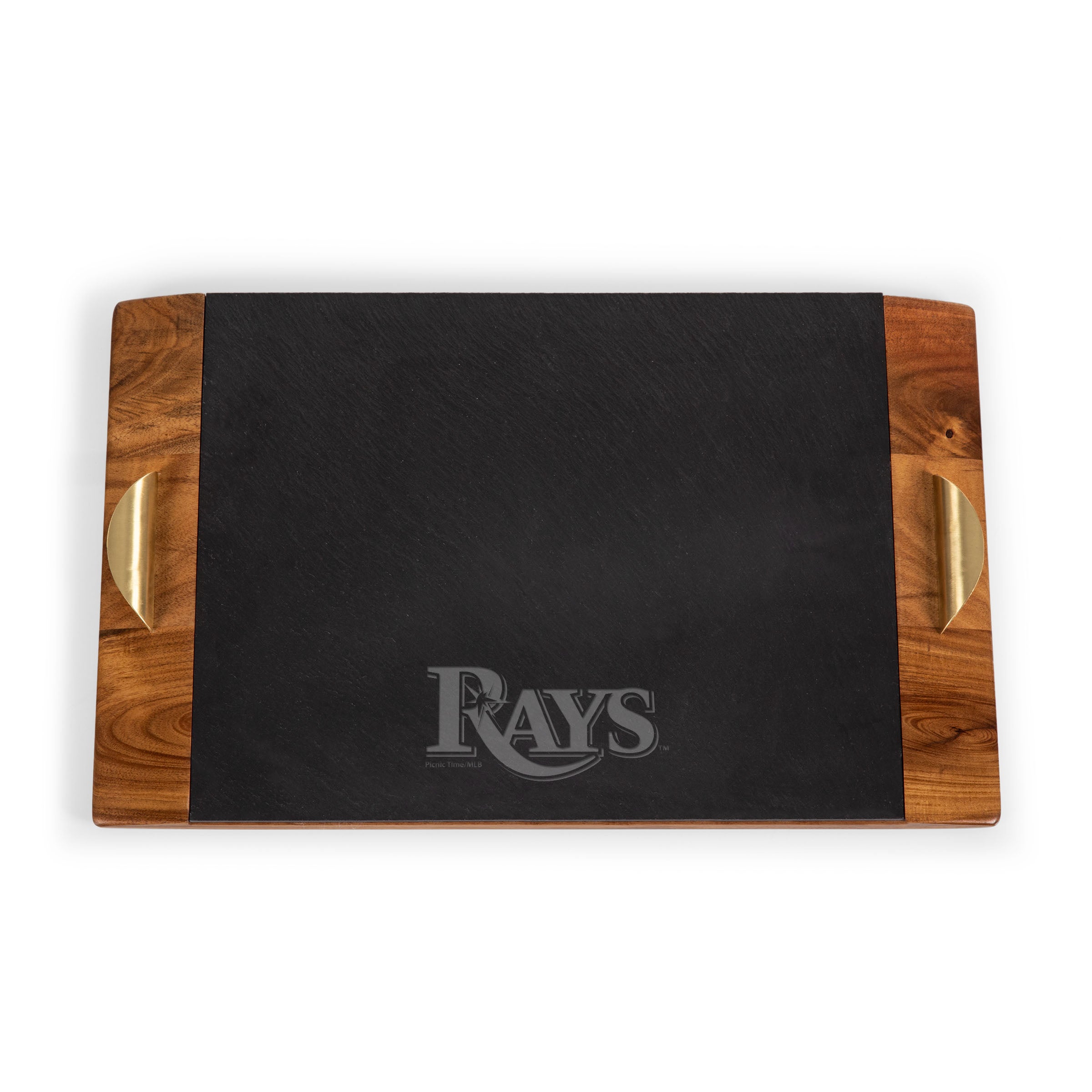 Acacia Wood & Slate Black with Gold Accents