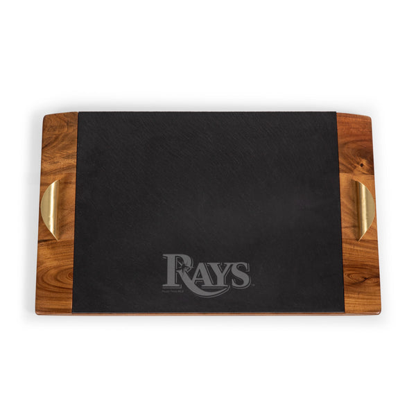 Acacia Wood & Slate Black with Gold Accents
