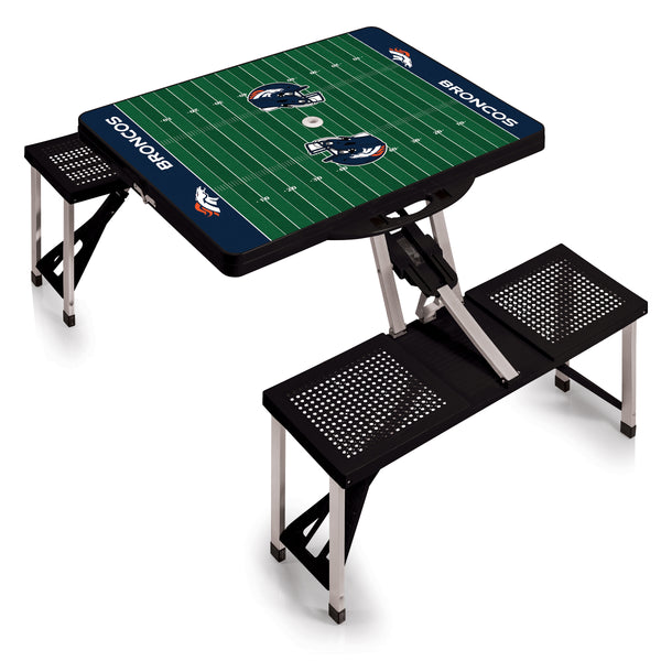 Denver Broncos Football Field - Picnic Table Portable Folding Table with Seats-Picnic Time Family of Brands