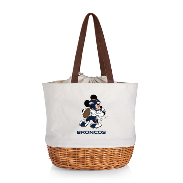 Denver Broncos Mickey Mouse - Coronado Canvas and Willow Basket Tote-Picnic Time Family of Brands