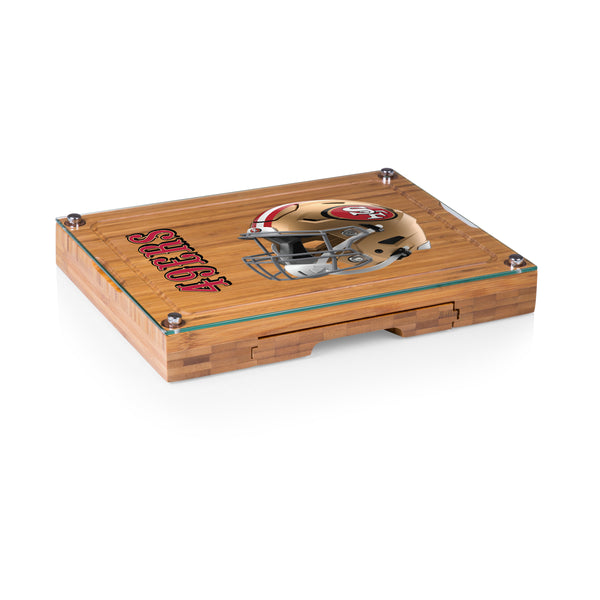 San Francisco 49ers - Concerto Glass Top Cheese Cutting Board & Tools Set
