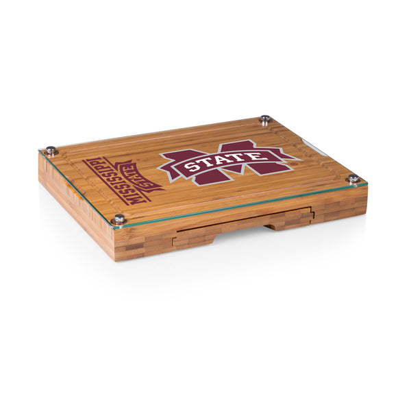 Mississippi State Bulldogs - Concerto Glass Top Cheese Cutting Board & Tools Set