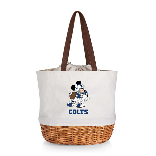 Indianapolis Colts Mickey Mouse - Coronado Canvas and Willow Basket Tote-Picnic Time Family of Brands