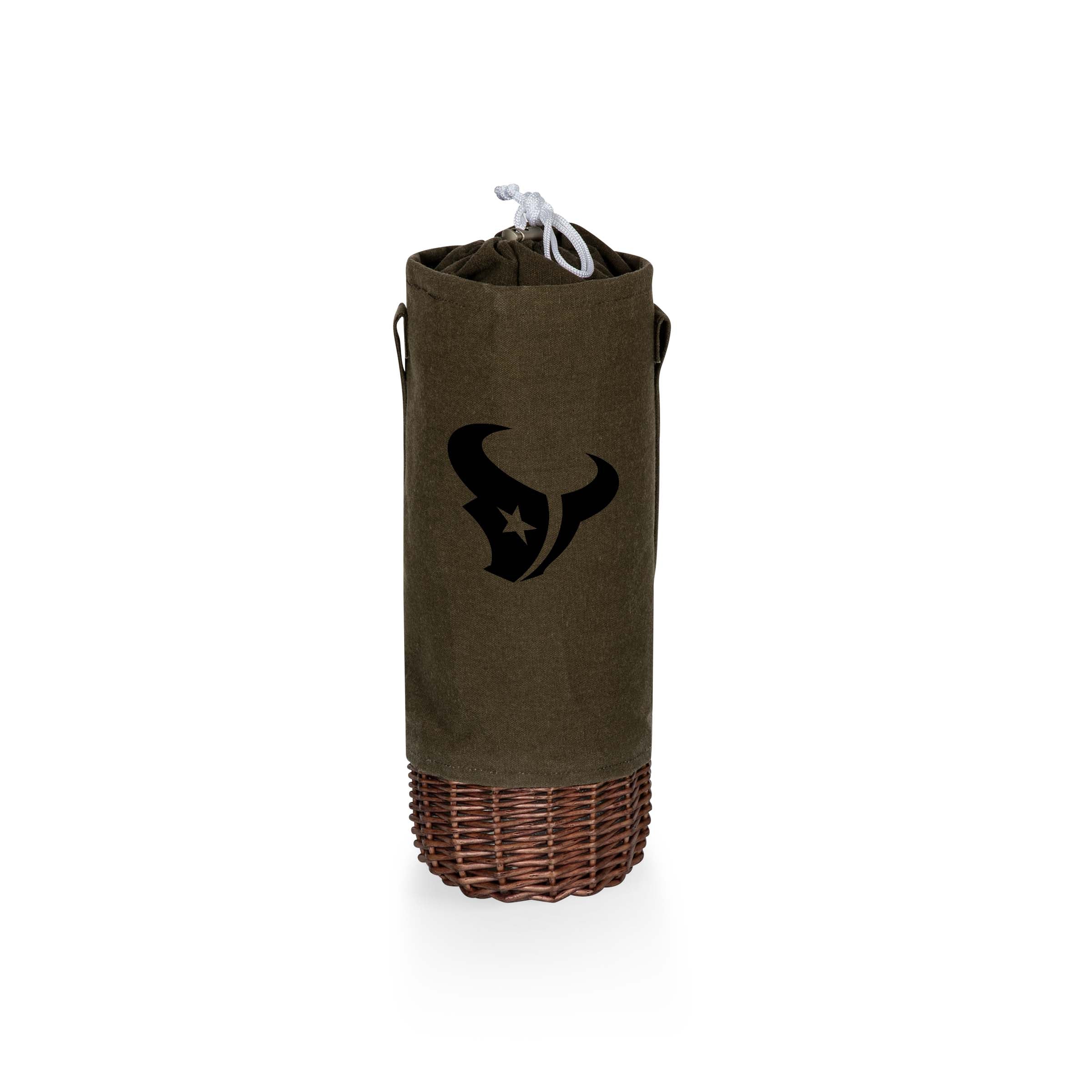 Houston Texans - Malbec Insulated Canvas and Willow Wine Bottle Basket-Picnic Time Family of Brands