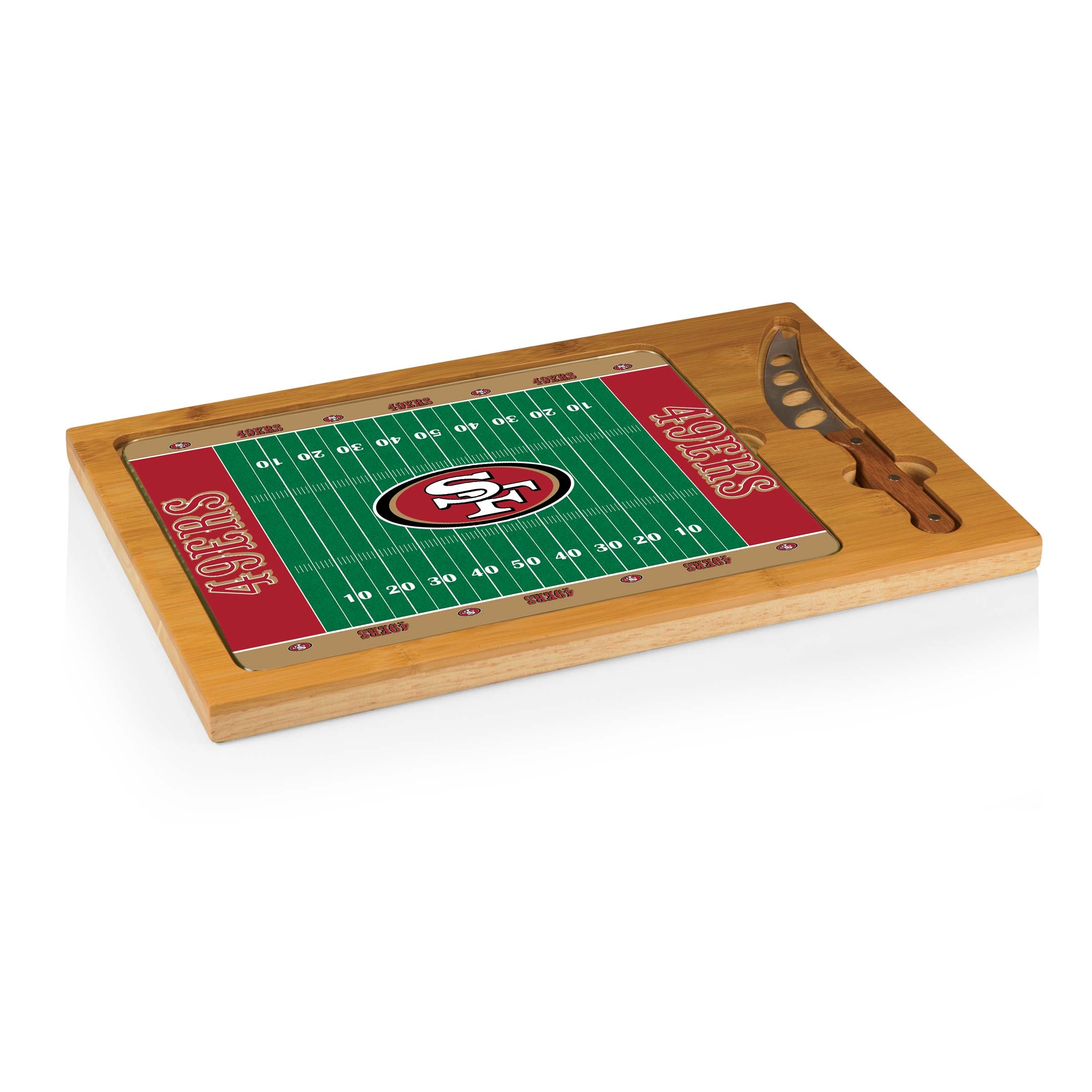 San Francisco 49ers Football Field - Icon Glass Top Cutting Board & Knife Set: 3 of 4