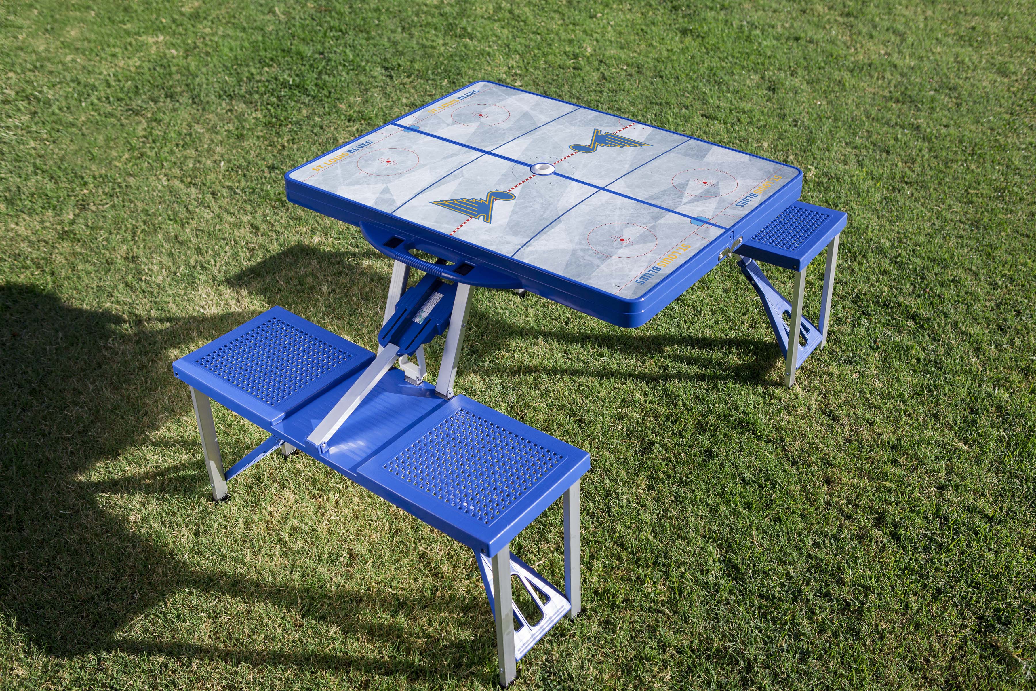 St Louis Blues - Picnic Table Portable Folding Table with Seats-Picnic Time Family of Brands