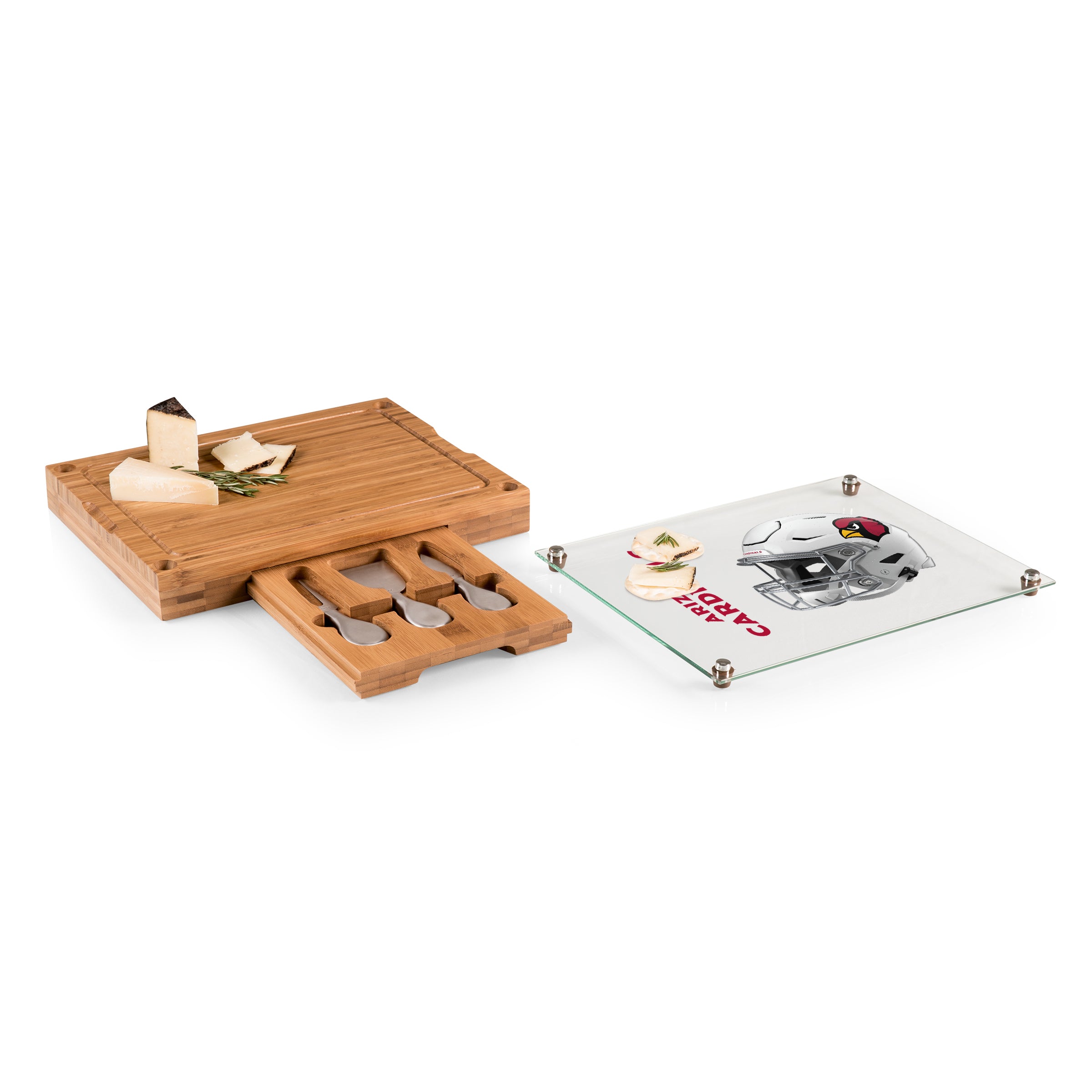 Arizona Cardinals - Concerto Glass Top Cheese Cutting Board & Tools Set-Picnic Time Family of Brands
