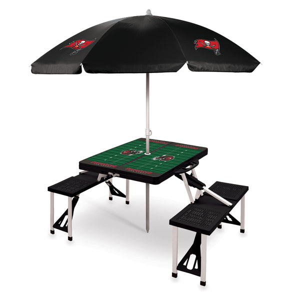 Tampa Bay Buccaneers - Picnic Table Portable Folding Table with Seats and Umbrella