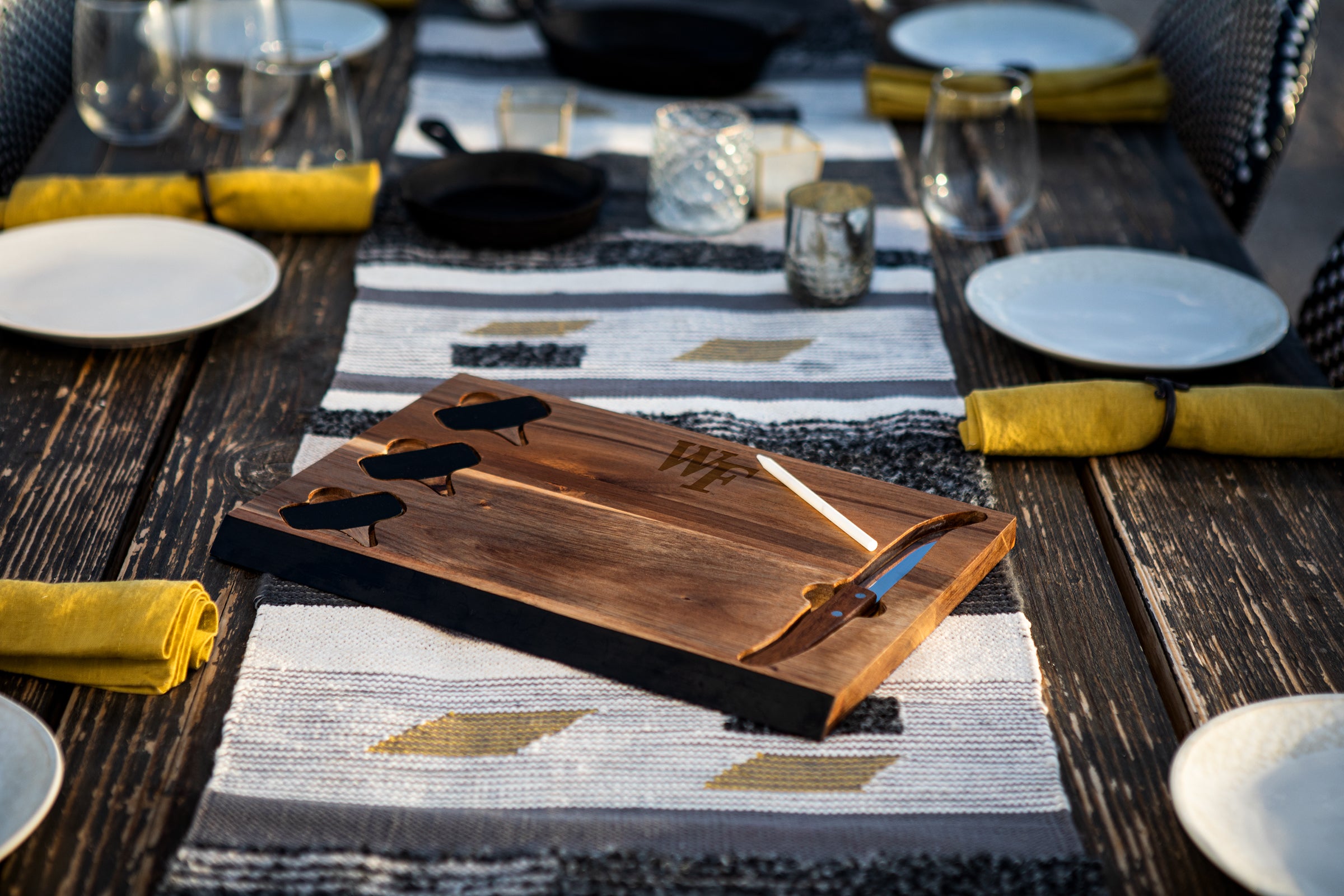 Wake Forest Demon Deacons - Delio Acacia Cheese Cutting Board & Tools Set