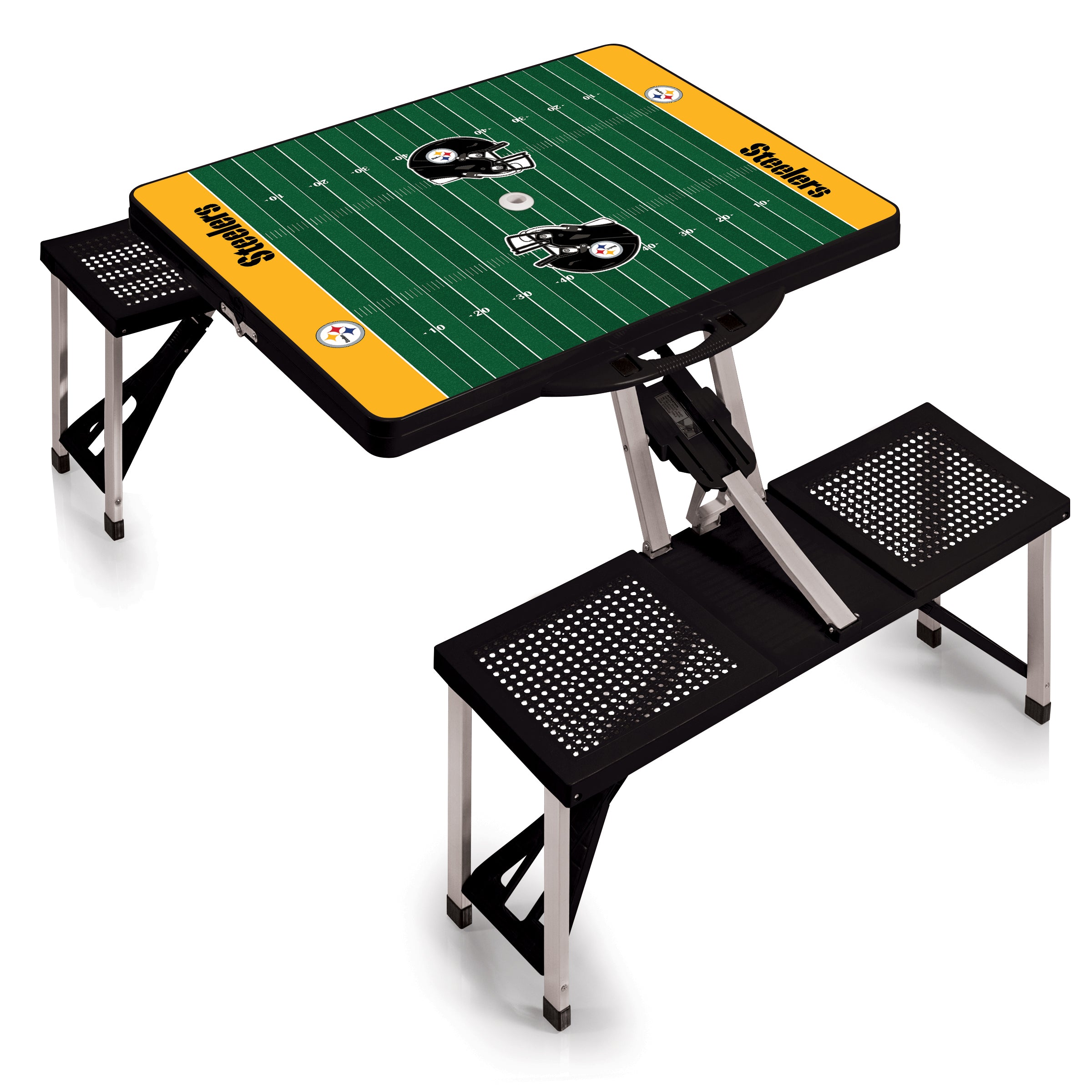 Pittsburgh Steelers Football Field - Picnic Table Portable Folding Table with Seats