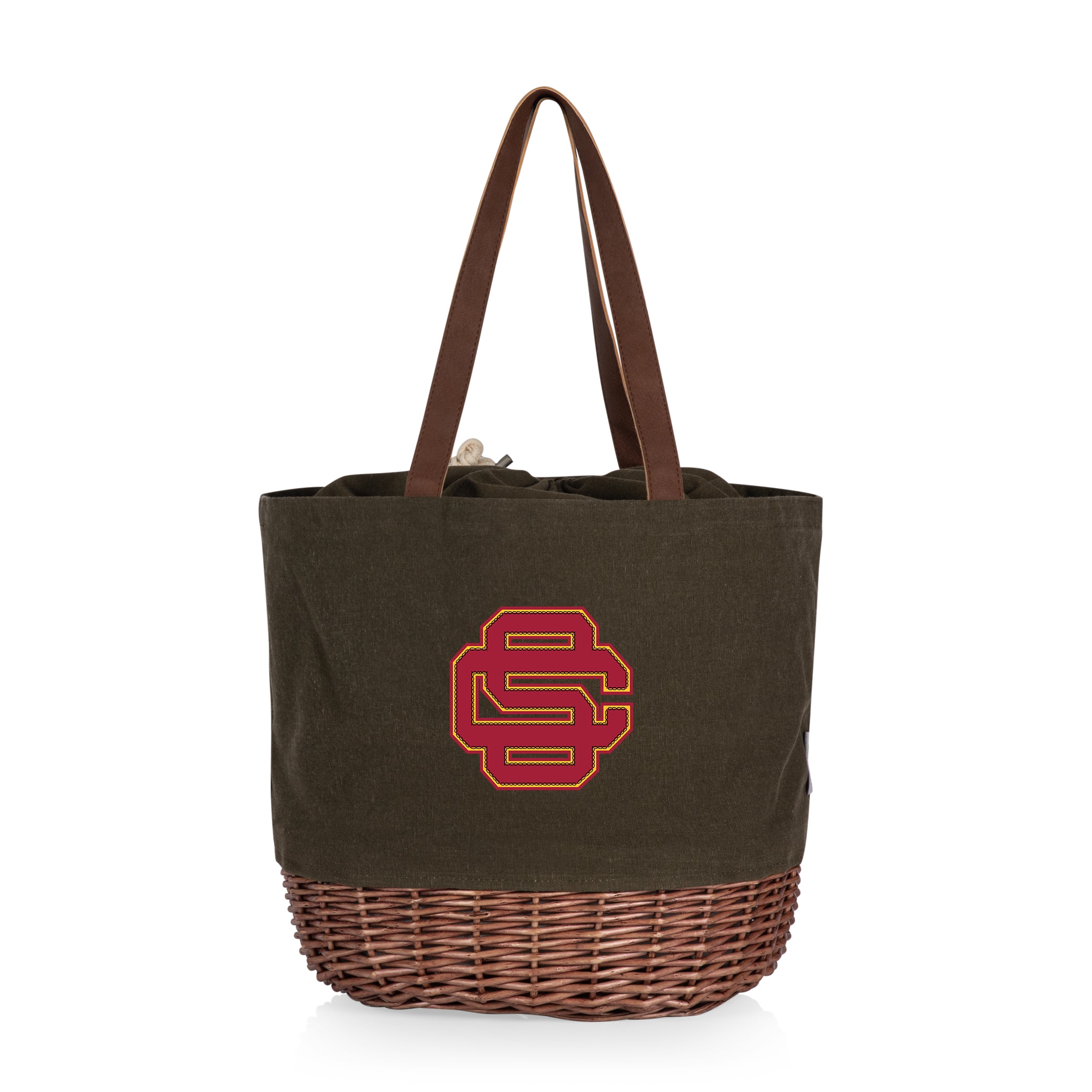 USC Trojans - Coronado Canvas and Willow Basket Tote-Picnic Time Family of Brands