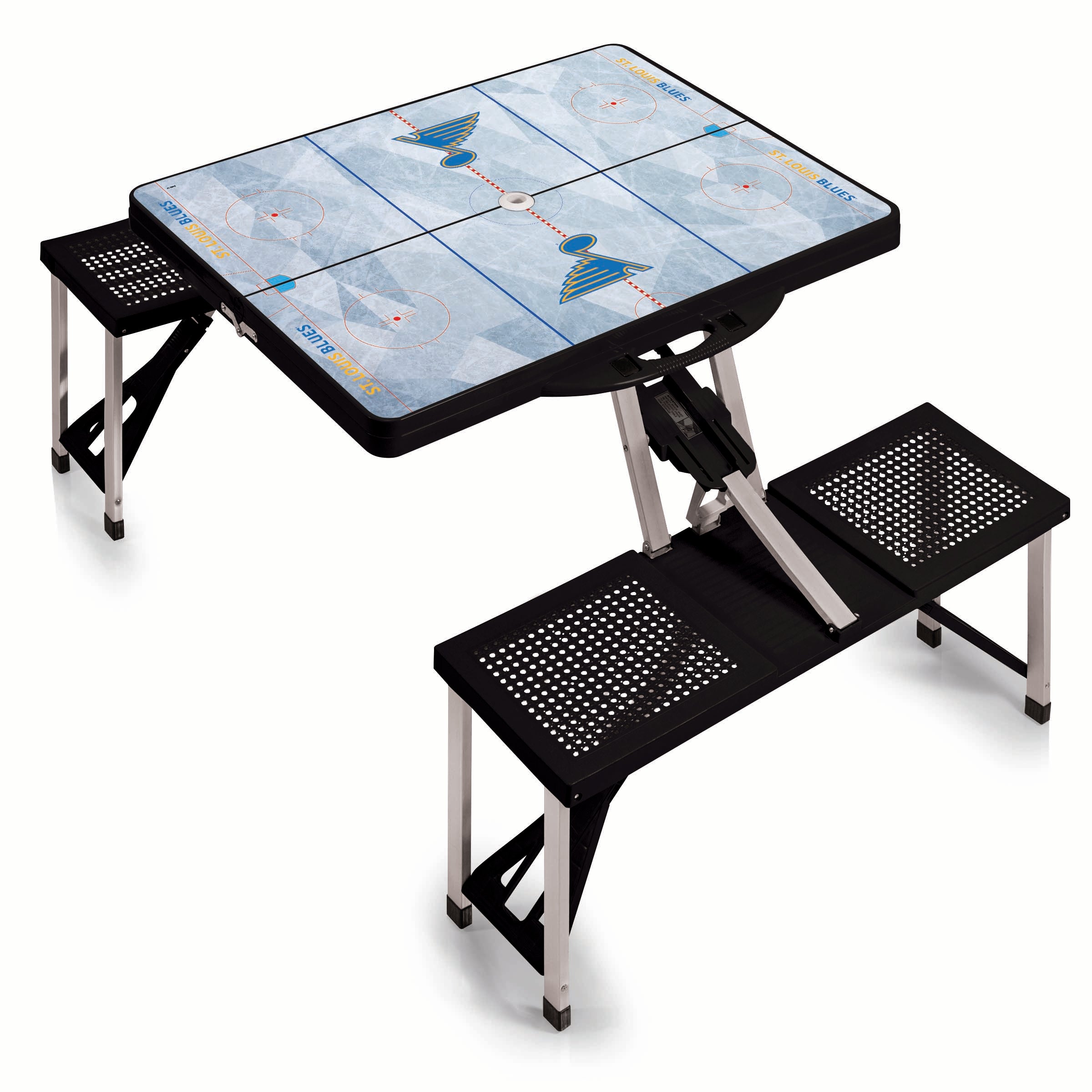 St Louis Blues - Picnic Table Portable Folding Table with Seats-Picnic Time Family of Brands