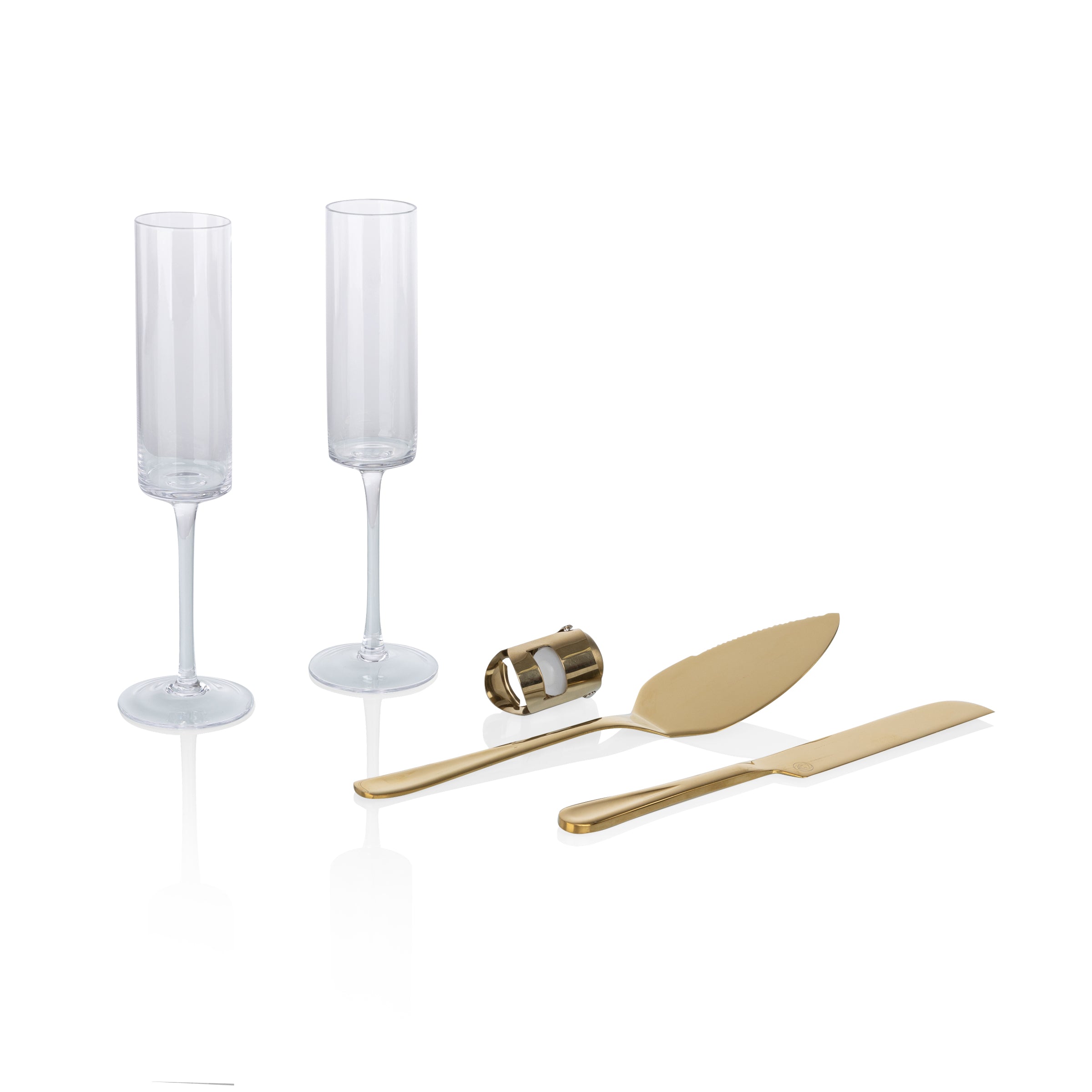 Arbane Champagne Glass Set with Cake Knife