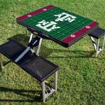 Texas A&M Aggies Football Field - Picnic Table Portable Folding Table with Seats