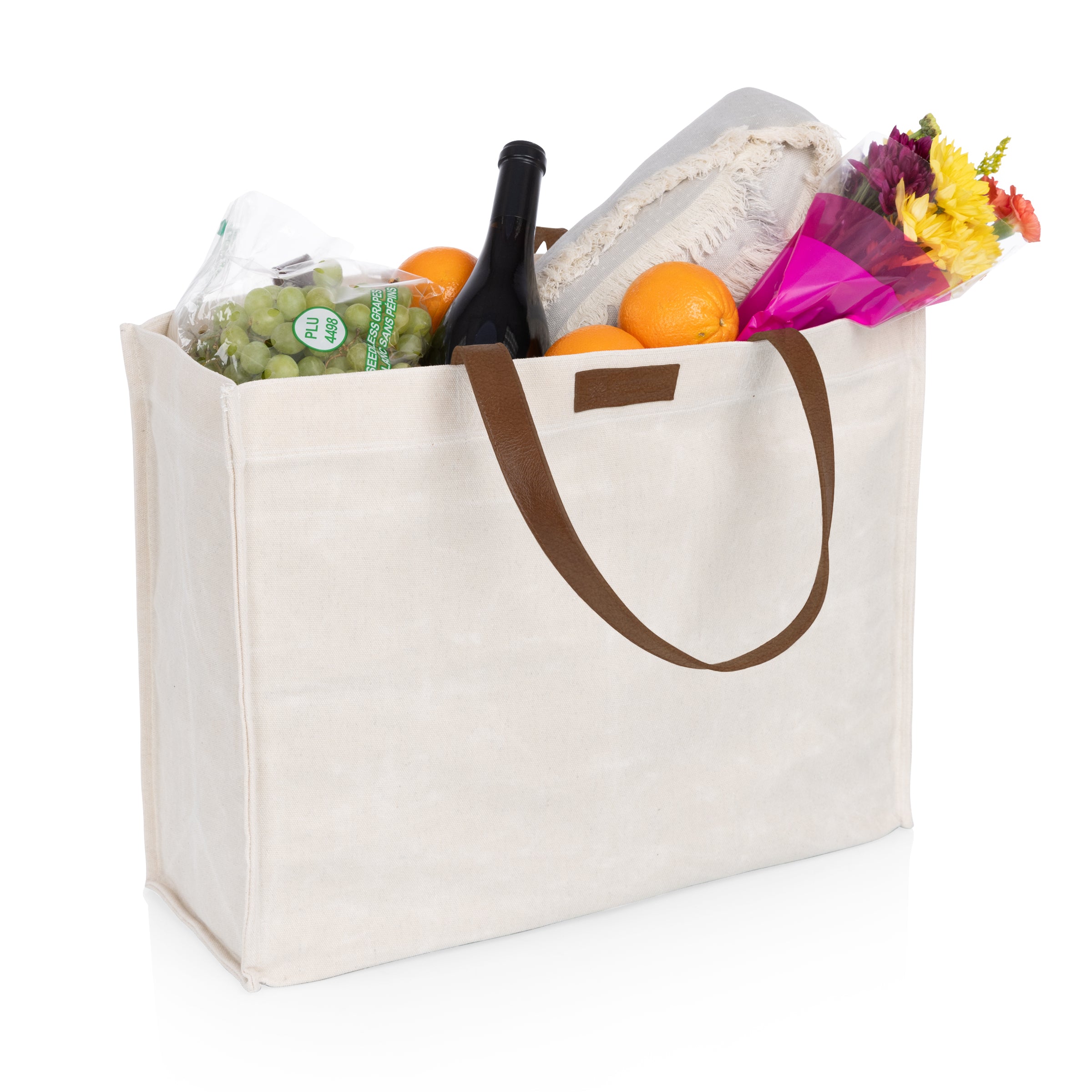 Market Waxed Canvas Tote with Leatherette Handles