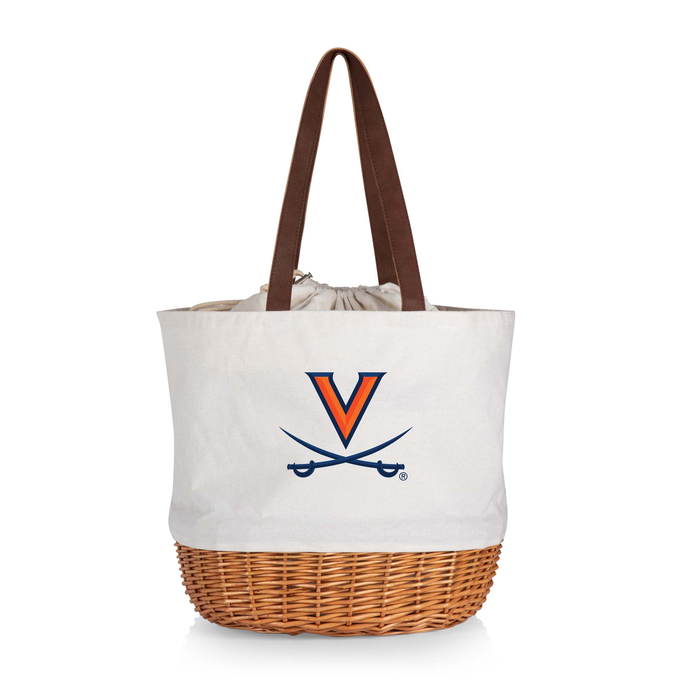 Virginia Cavaliers - Coronado Canvas and Willow Basket Tote-Picnic Time Family of Brands