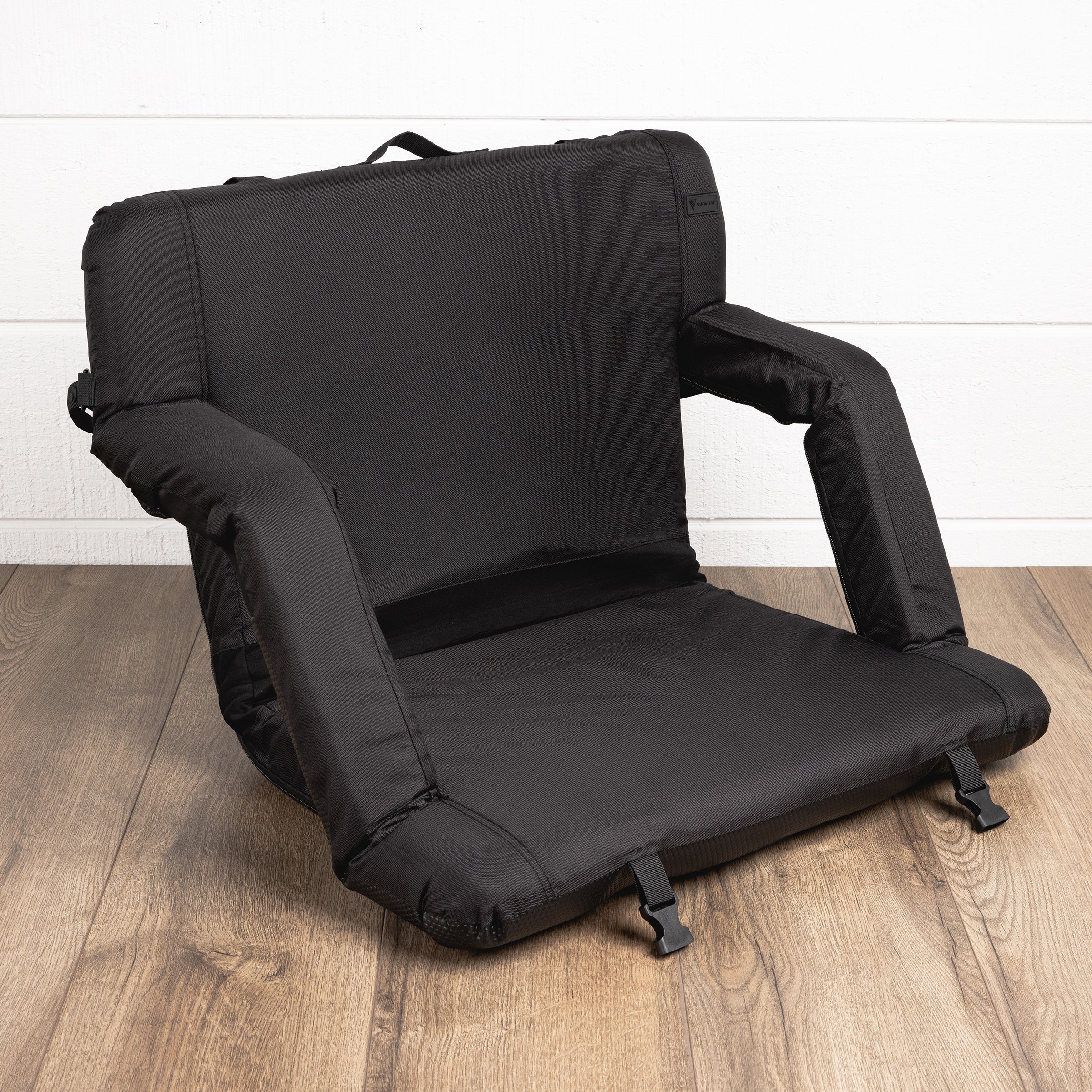 thumbnail image 2 of Portable Stadium Seat Cushion With 14" Adjustable Backrest – Black, Fold Flat, Lightweight 2 of 5