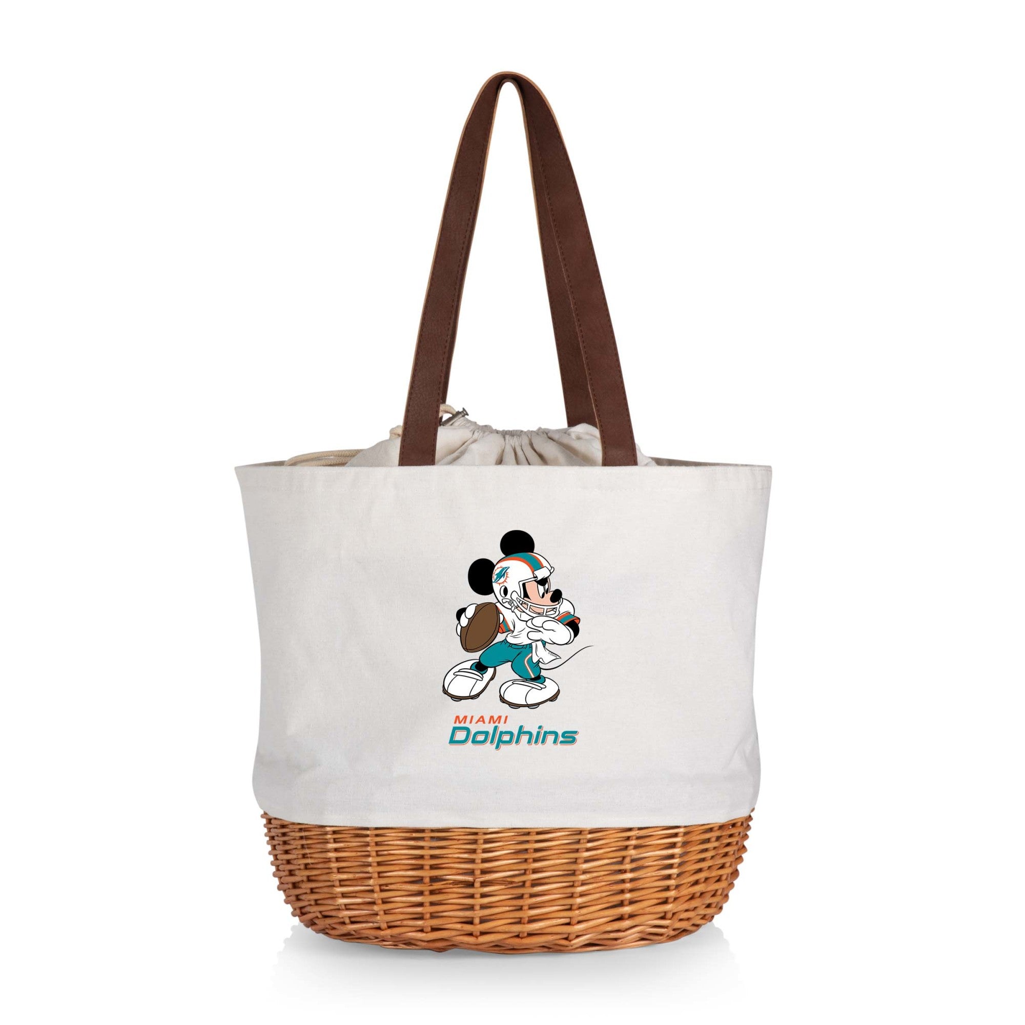 Miami Dolphins Mickey Mouse - Coronado Canvas and Willow Basket Tote